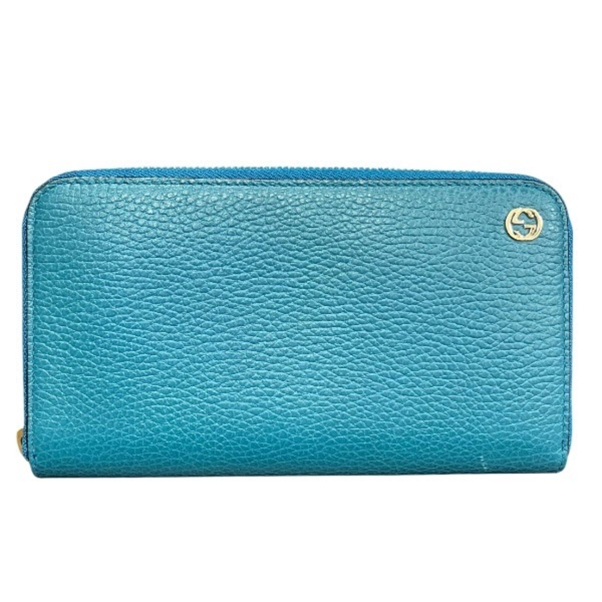 Gucci Turquoise Leather Long Wallet (Bi-Fold) (Pre-Owned)