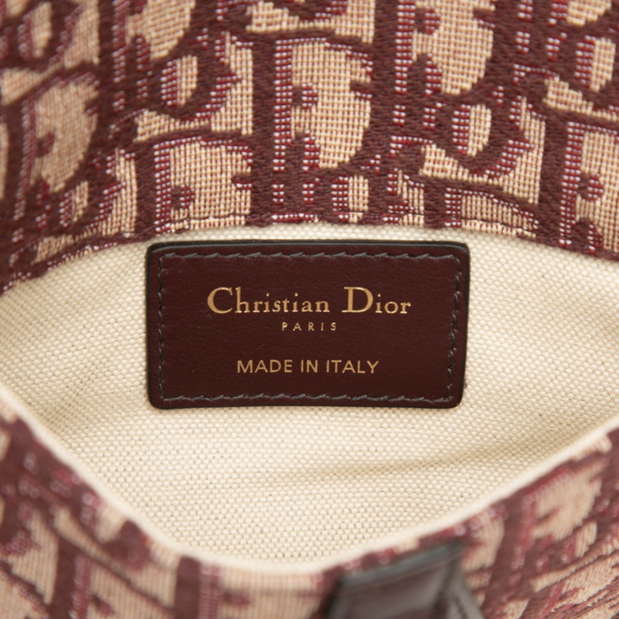 Christian Dior Beige Red Color Wine Canvas Leather Sling Bag (Pre-Owned)
