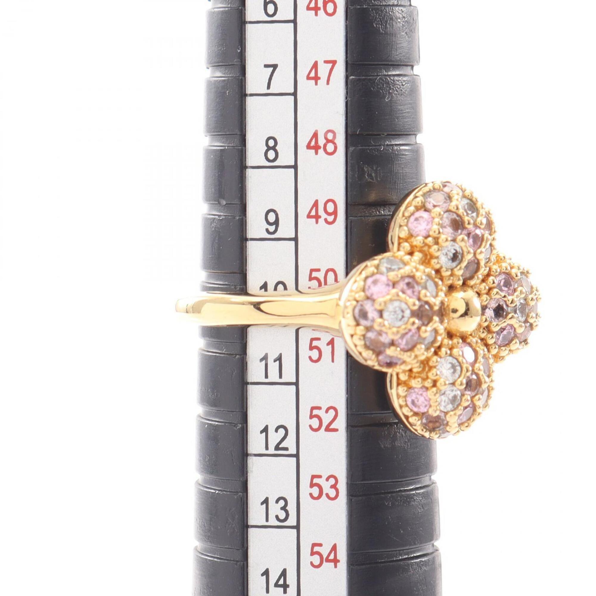 Louis Vuitton Gold Clear Pink Gold Plating Rhinestone Band Ring (Pre-Owned)