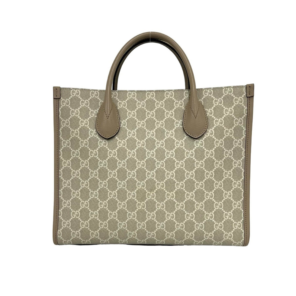 Gucci Beige Leather Elastane Handbag Shoulder Bag Tote Bag (Pre-Owned)