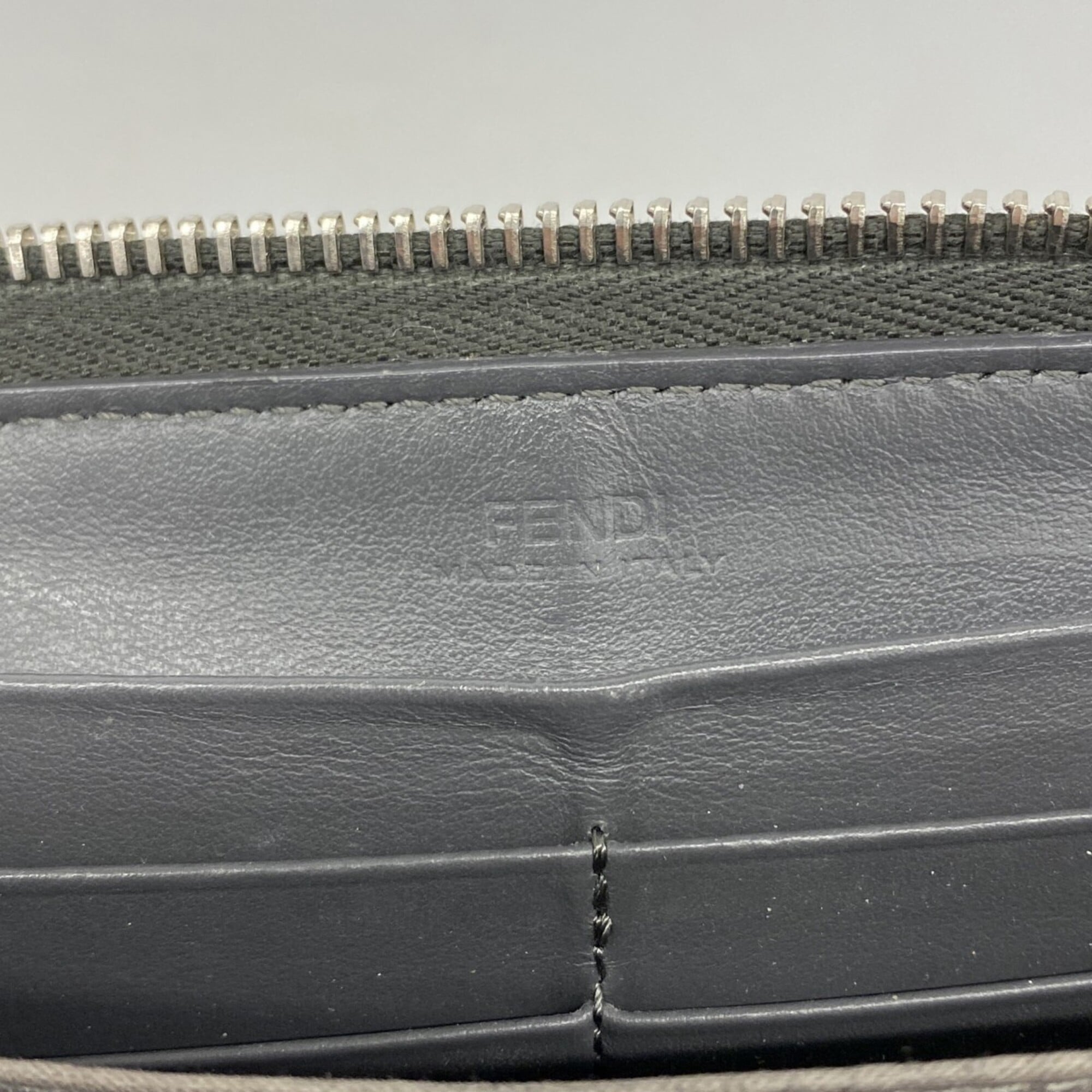 Fendi Gray Leather Long Wallet (Bi-Fold) (Pre-Owned)