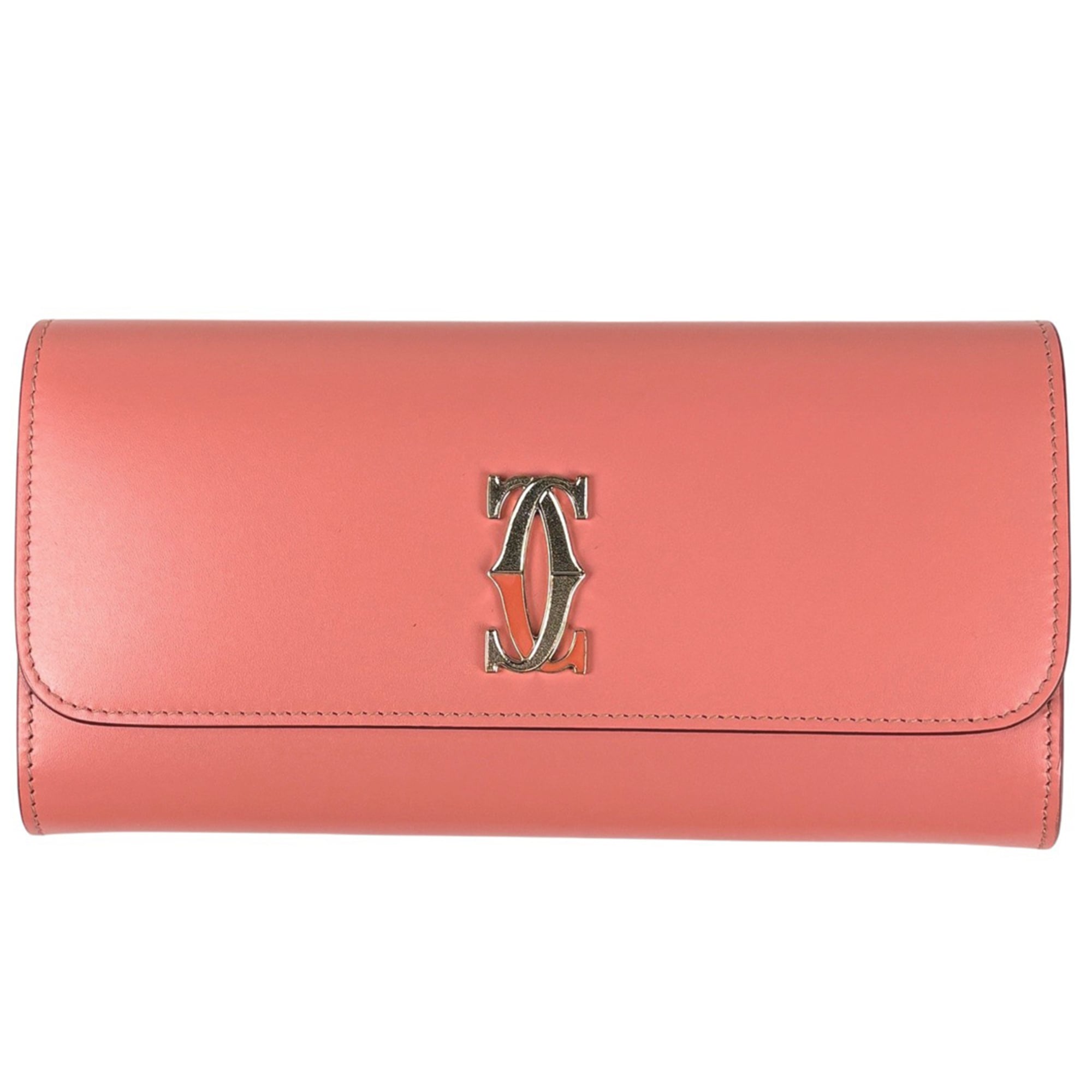 Cartier C De Cartier Salmon Pink Leather Long Wallet (Bi-Fold) (Pre-Owned)