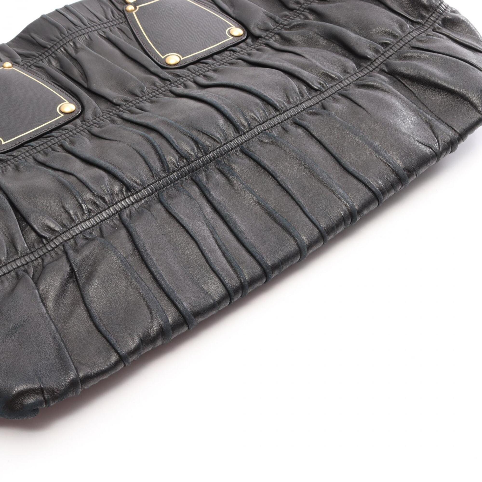 Prada Black Leather Handbag Tote Bag (Pre-Owned)