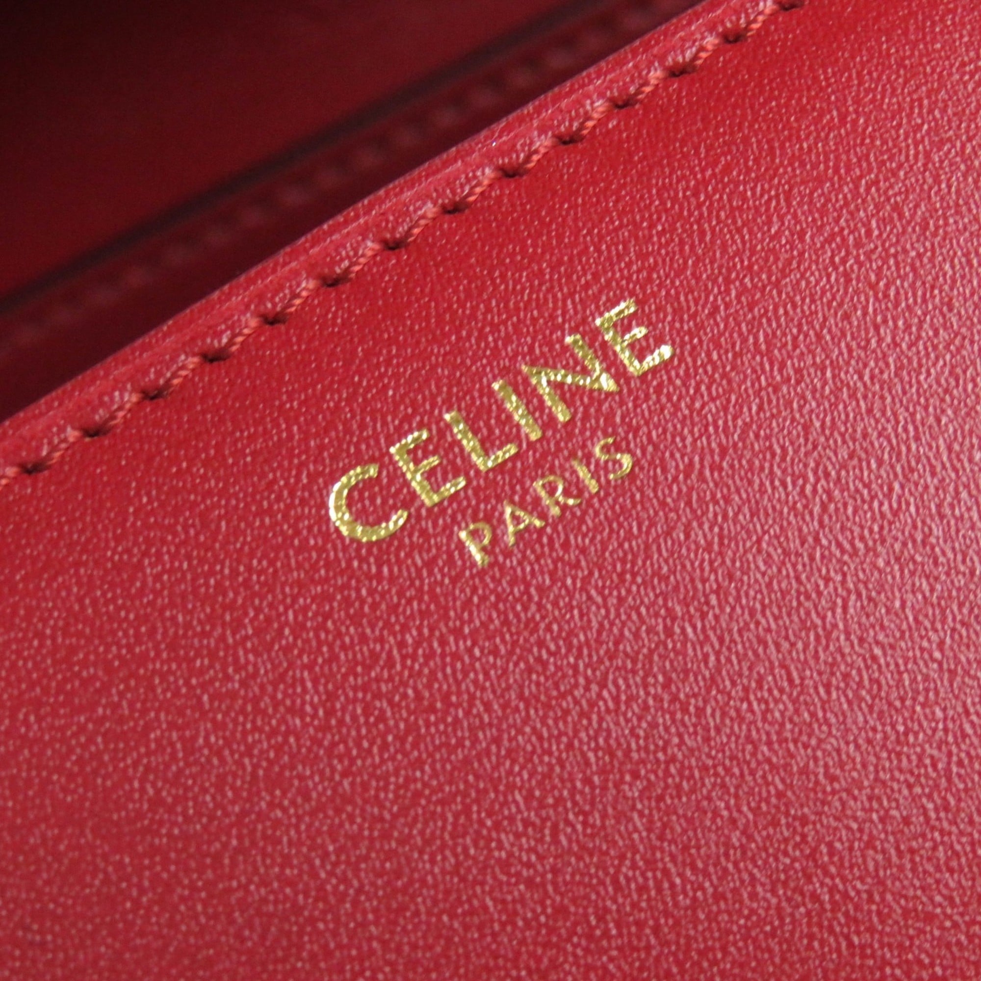 Celine Red Color Leather Shoulder Bag (Pre-Owned)
