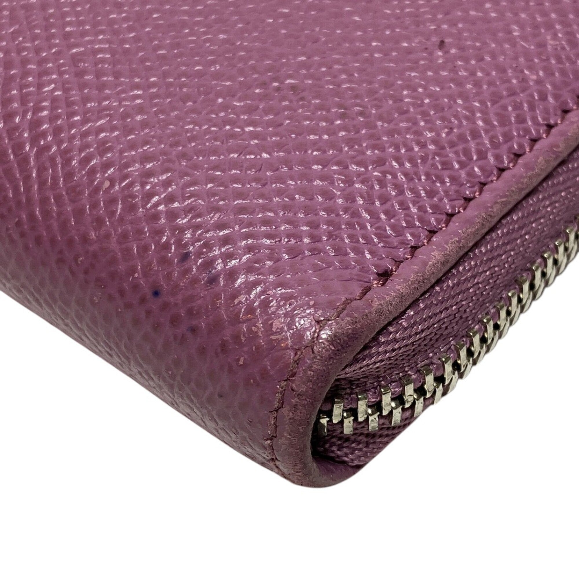 Bvlgari Purple Leather Long Wallet (Bi-Fold) (Pre-Owned)
