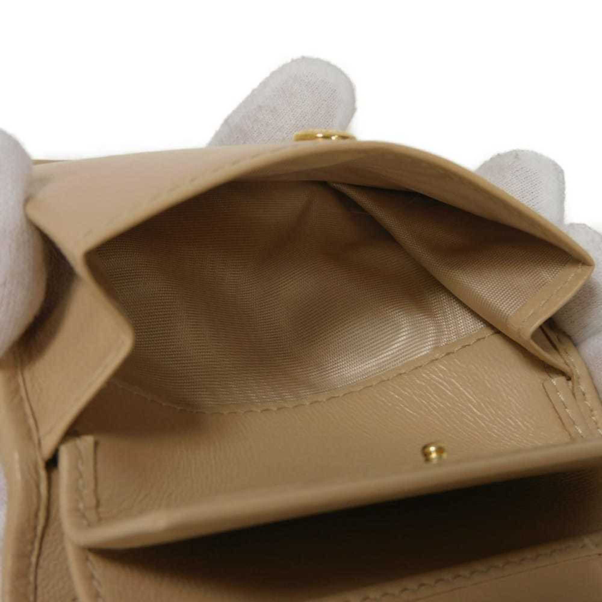 Miu Miu Beige Leather Wallet (Tri-Fold) (Pre-Owned)