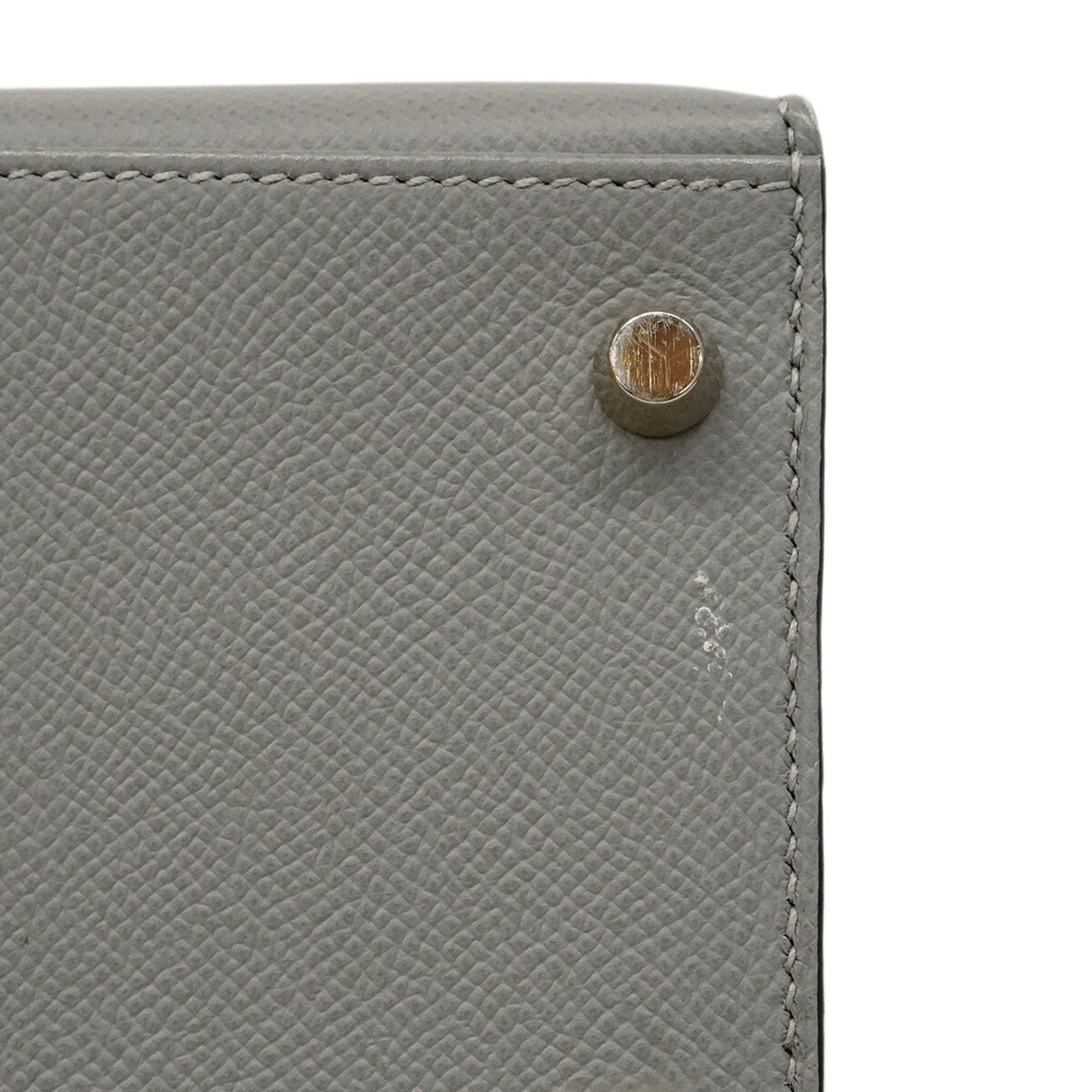 Hermes Gray Leather Handbag (Pre-Owned)