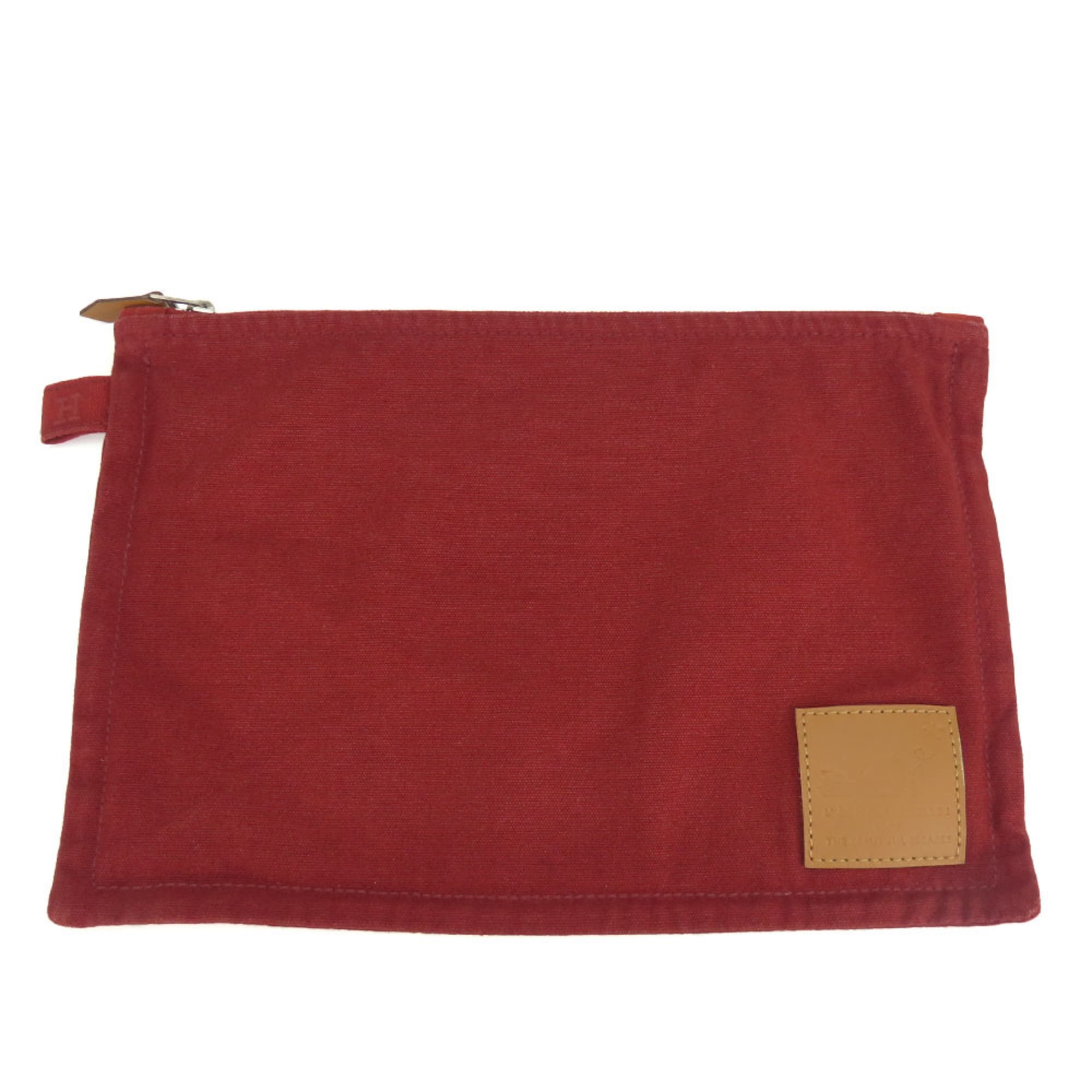 Hermes Bordeaux Cotton Leather Pouch (Pre-Owned)