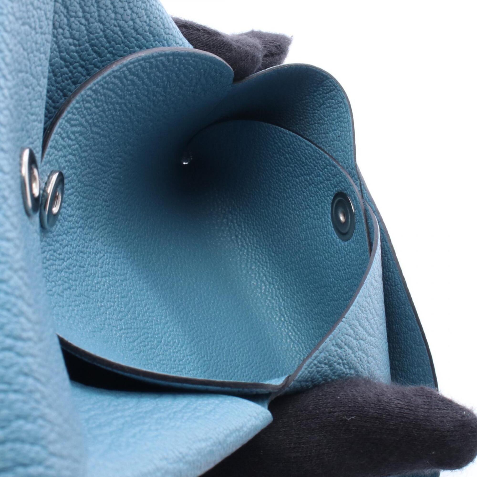 Hermes Blue Chevre Leather Leather Coin Purse/Coin Case (Pre-Owned)