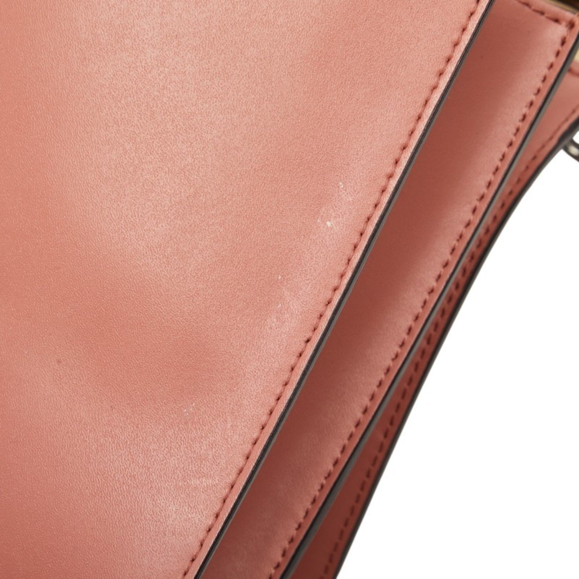 Fendi Pink Leather Handbag Shoulder Bag (Pre-Owned)