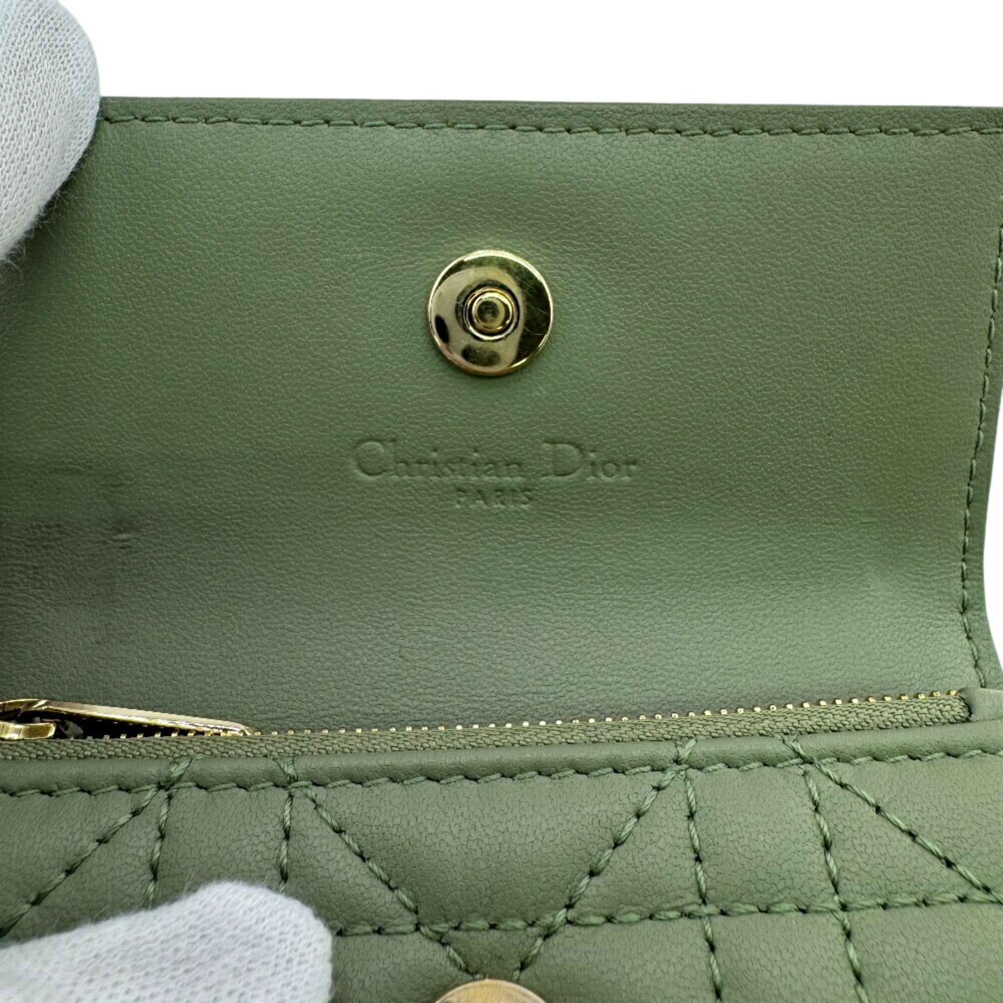 Christian Dior Green Leather Wallet (Bi-Fold) (Pre-Owned)