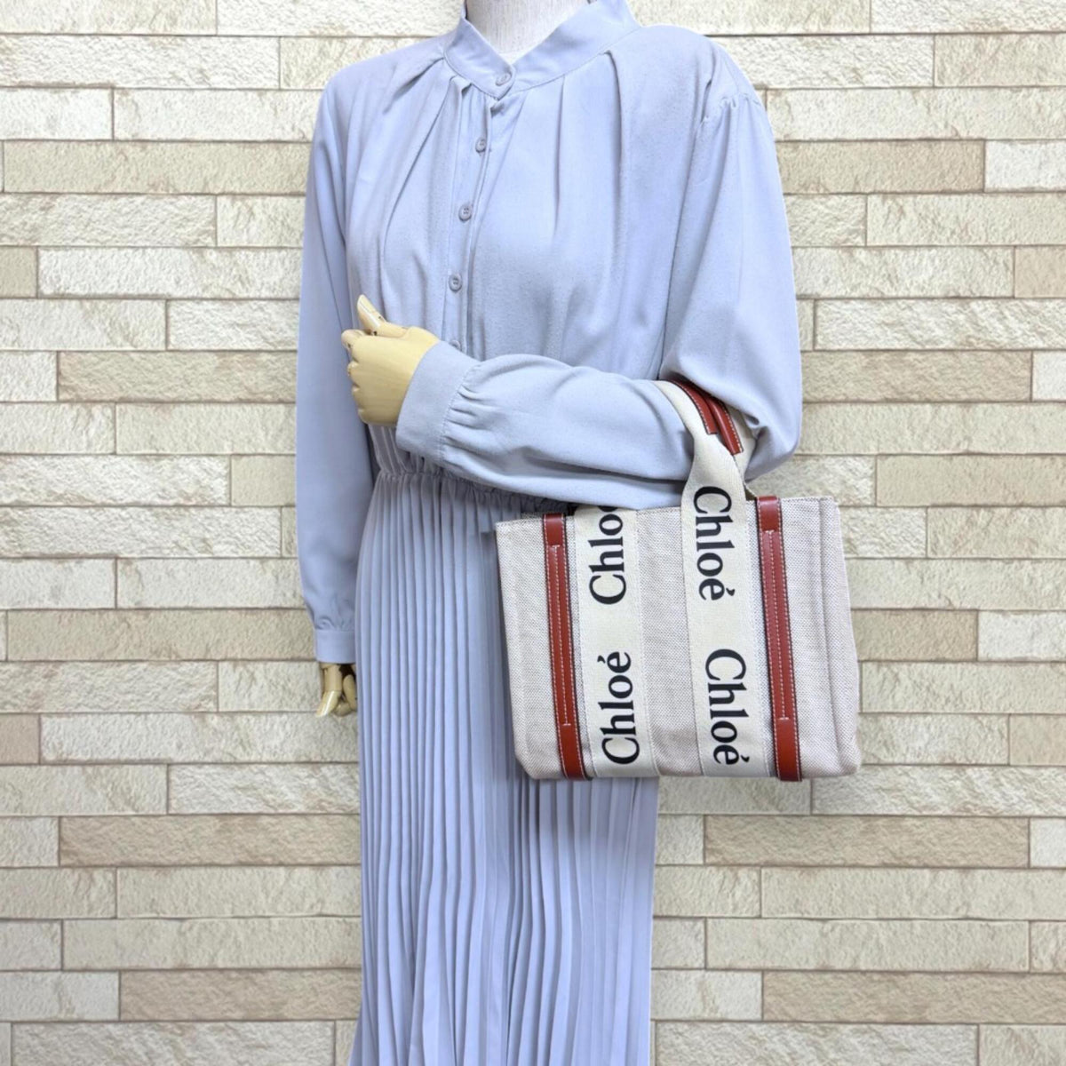 Chloé Beige Brown Canvas Leather Handbag (Pre-Owned)
