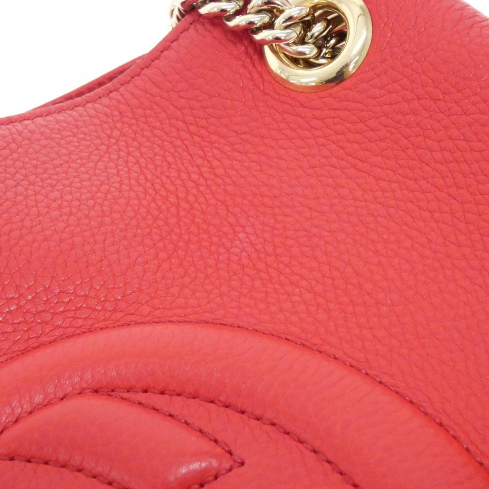 Gucci Red Color Leather Shoulder Bag (Pre-Owned)