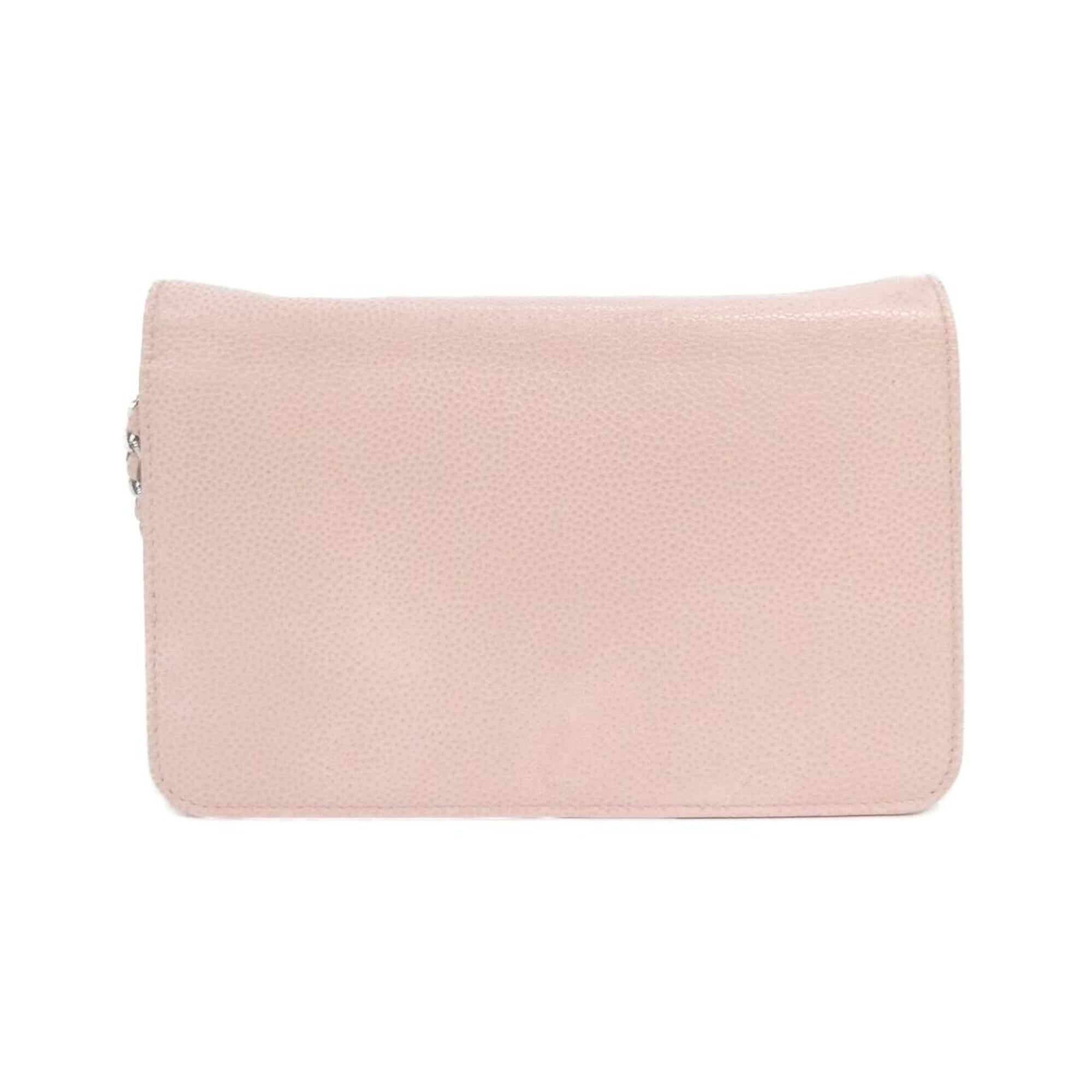 Chanel Light Pink Grained Calfskin Chain/Shoulder Wallet (Pre-Owned)