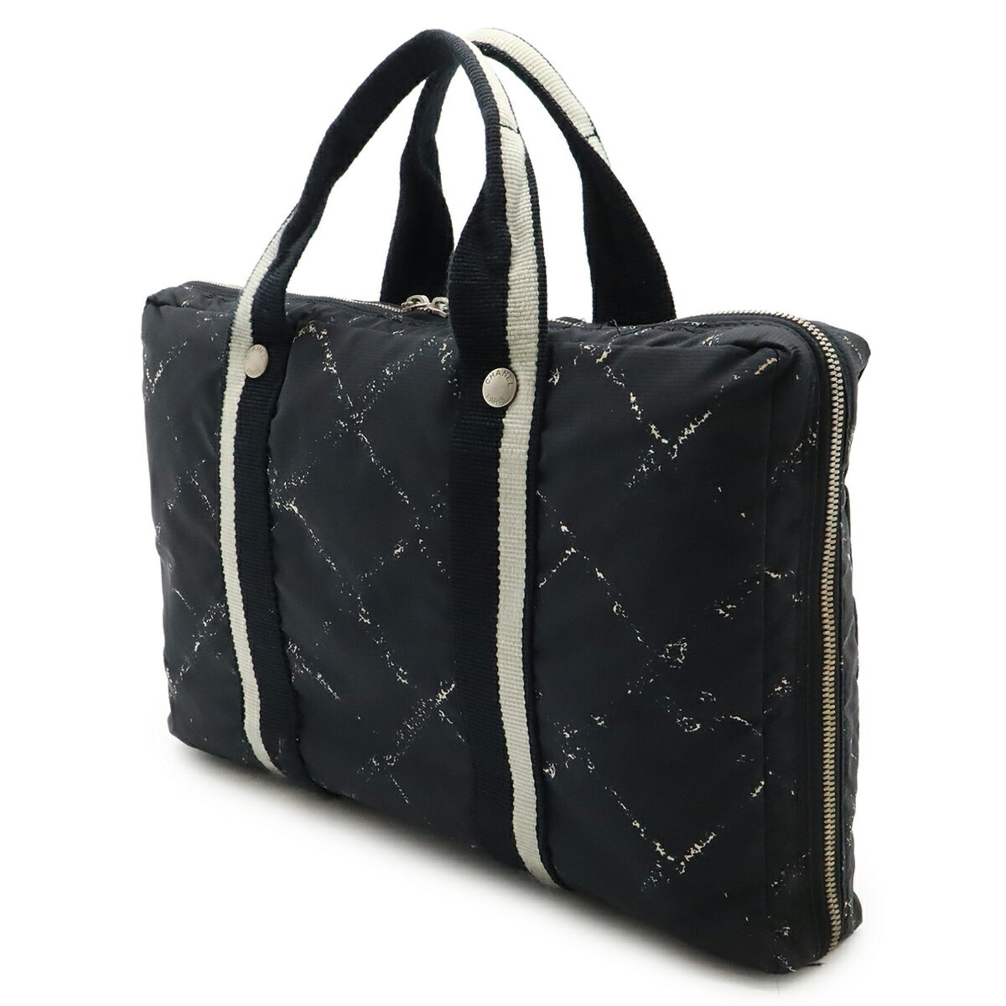 Chanel Travel Line Black Red Color Travel Line Handbag Tote Bag (Pre-Owned)
