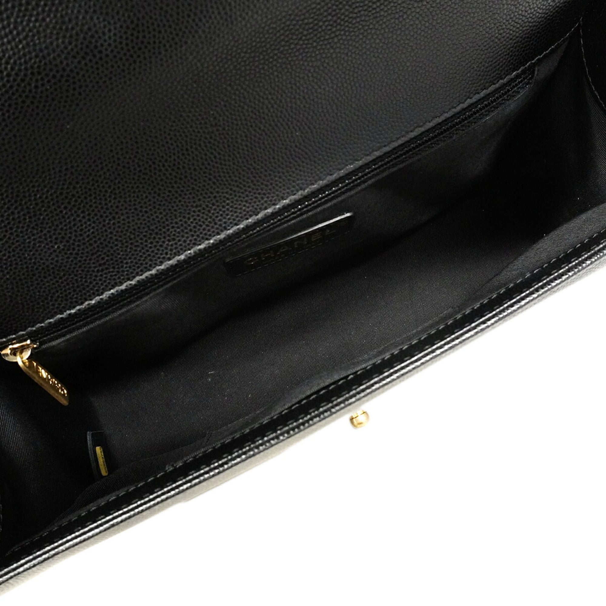 Chanel Black Grained Calfskin Shoulder Bag (Pre-Owned)