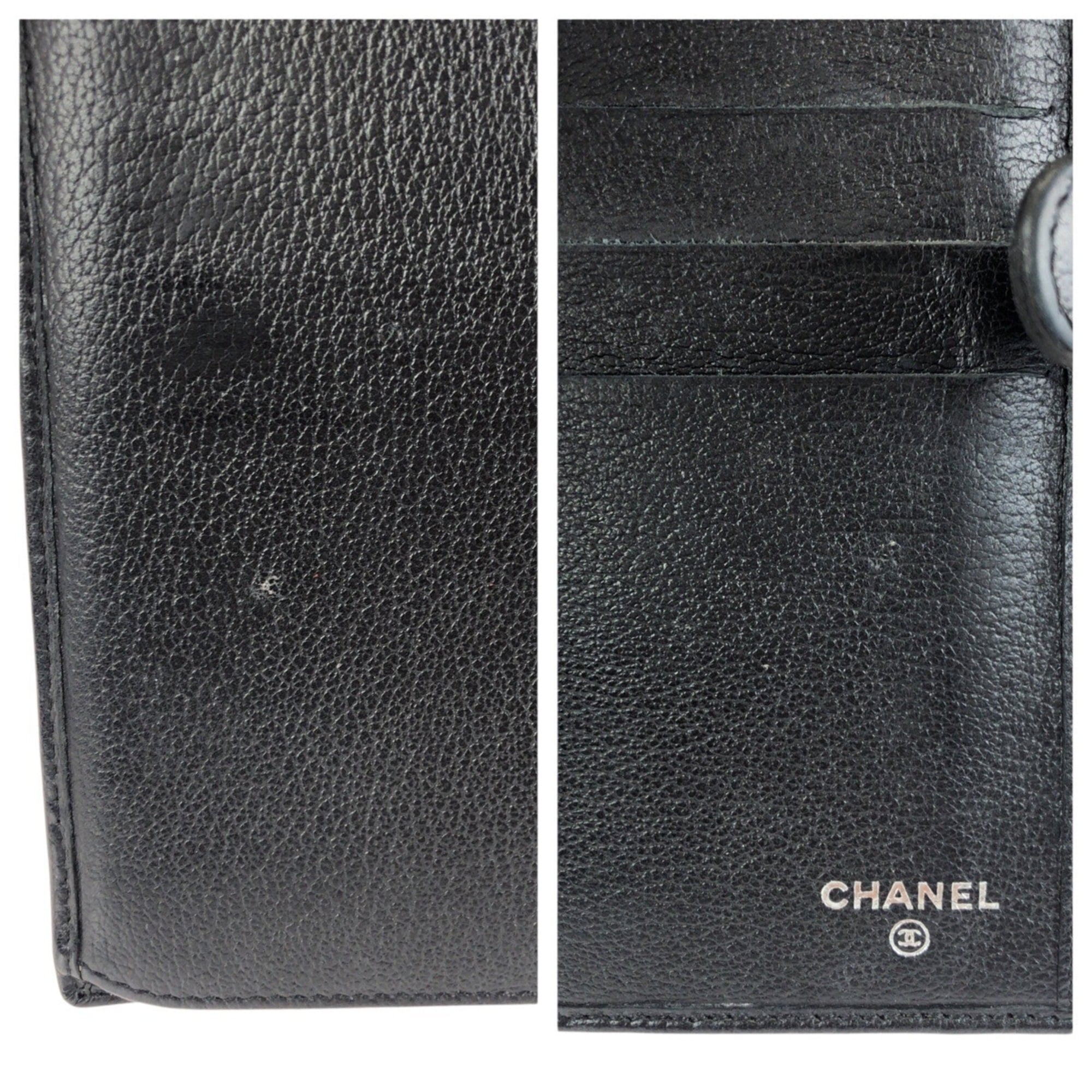 Chanel Black Leather Long Wallet (Bi-Fold) (Pre-Owned)