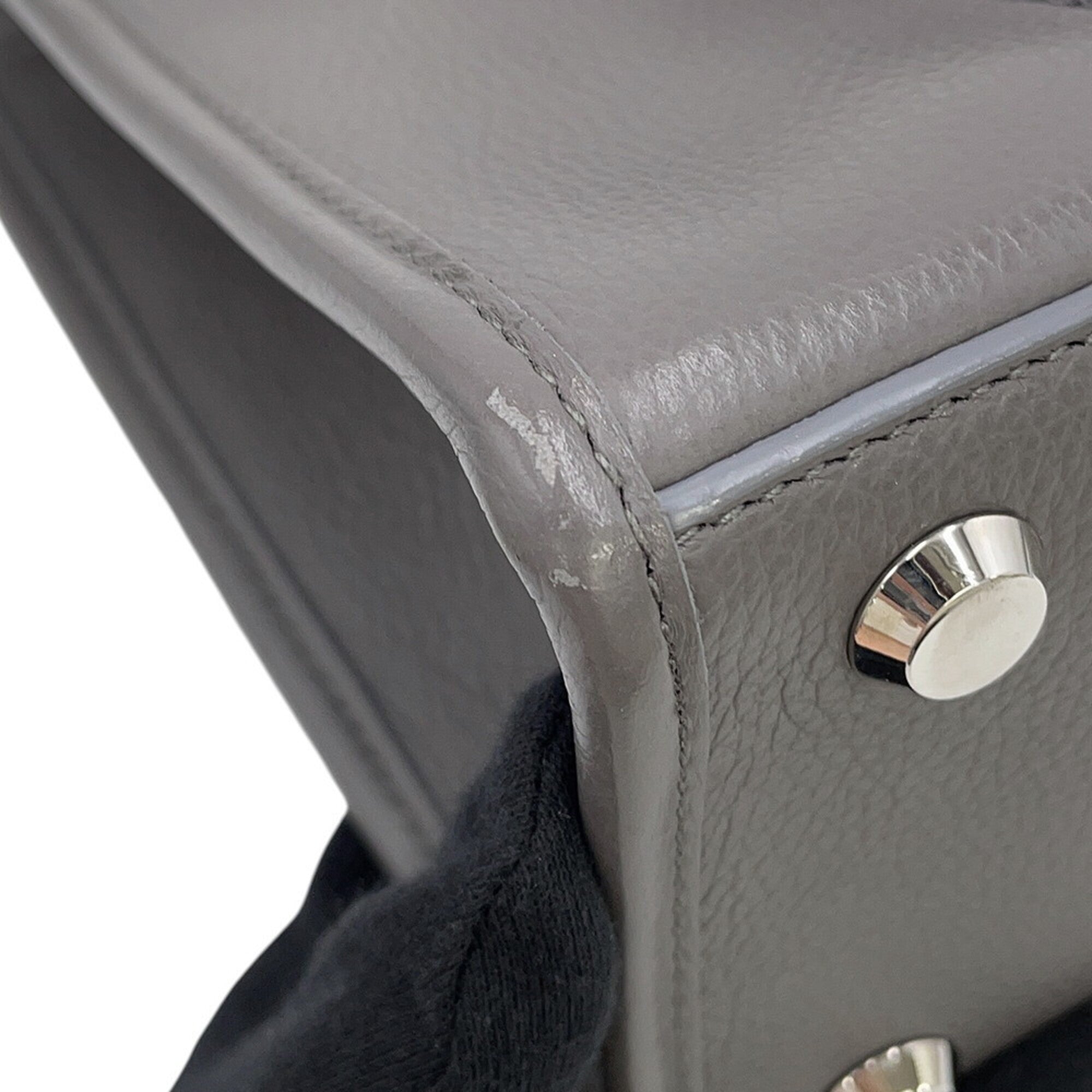 Balenciaga Dark Gray Leather Canvas Handbag Tote Bag (Pre-Owned)