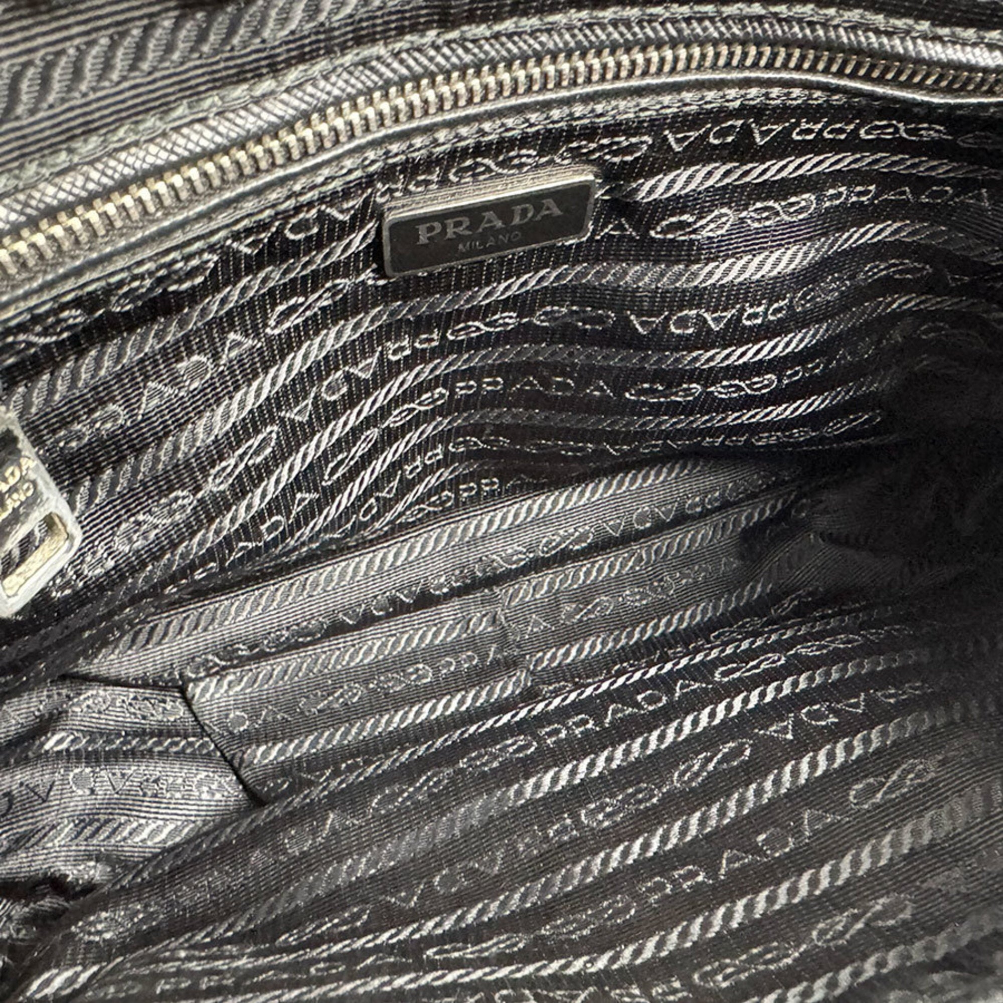 Prada Black Nylon Leather Handbag (Pre-Owned)