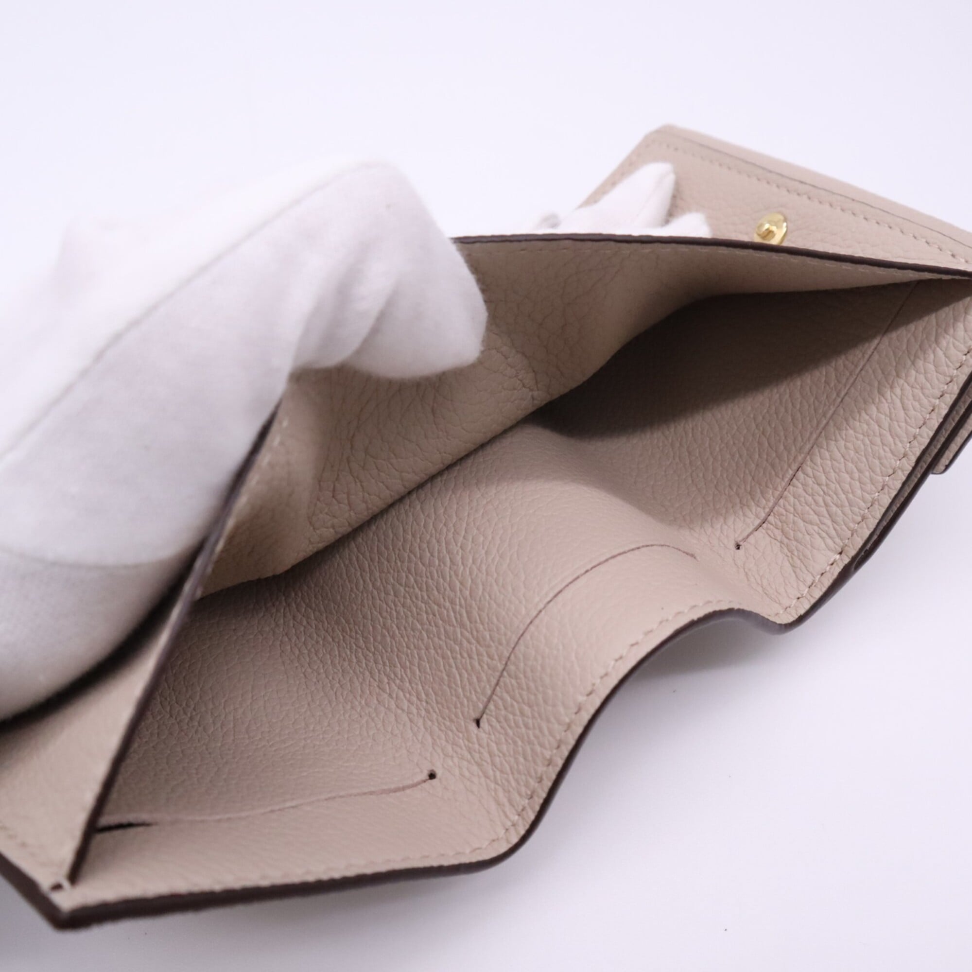 Louis Vuitton Taurillon Beige Leather Wallet (Tri-Fold) (Pre-Owned)