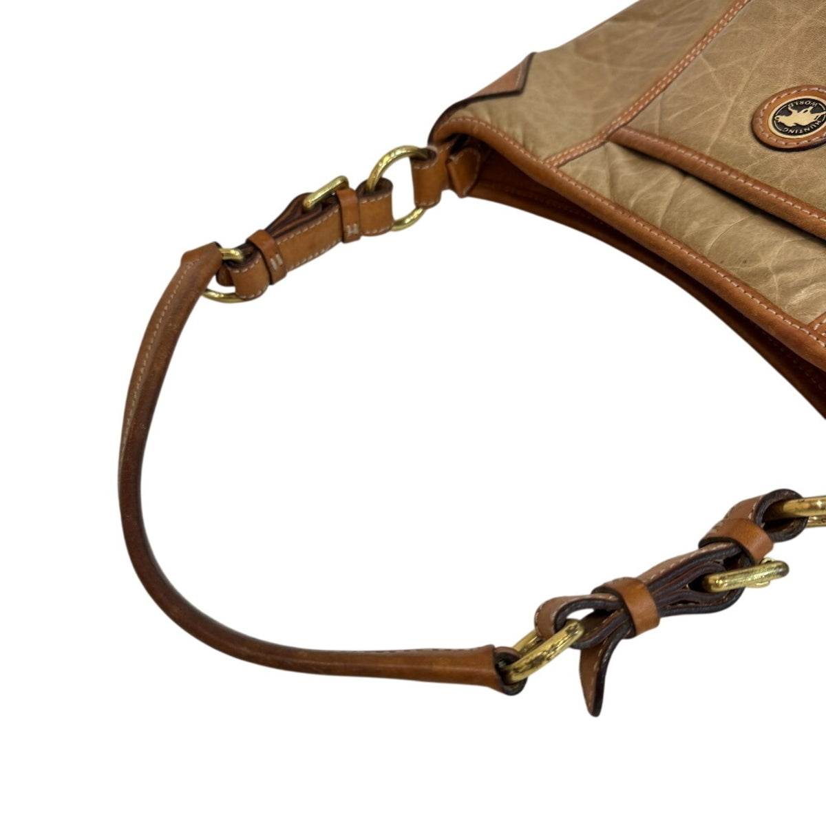 Hunting World Beige Beige Brown Leather Nylon Shoulder Bag (Pre-Owned)