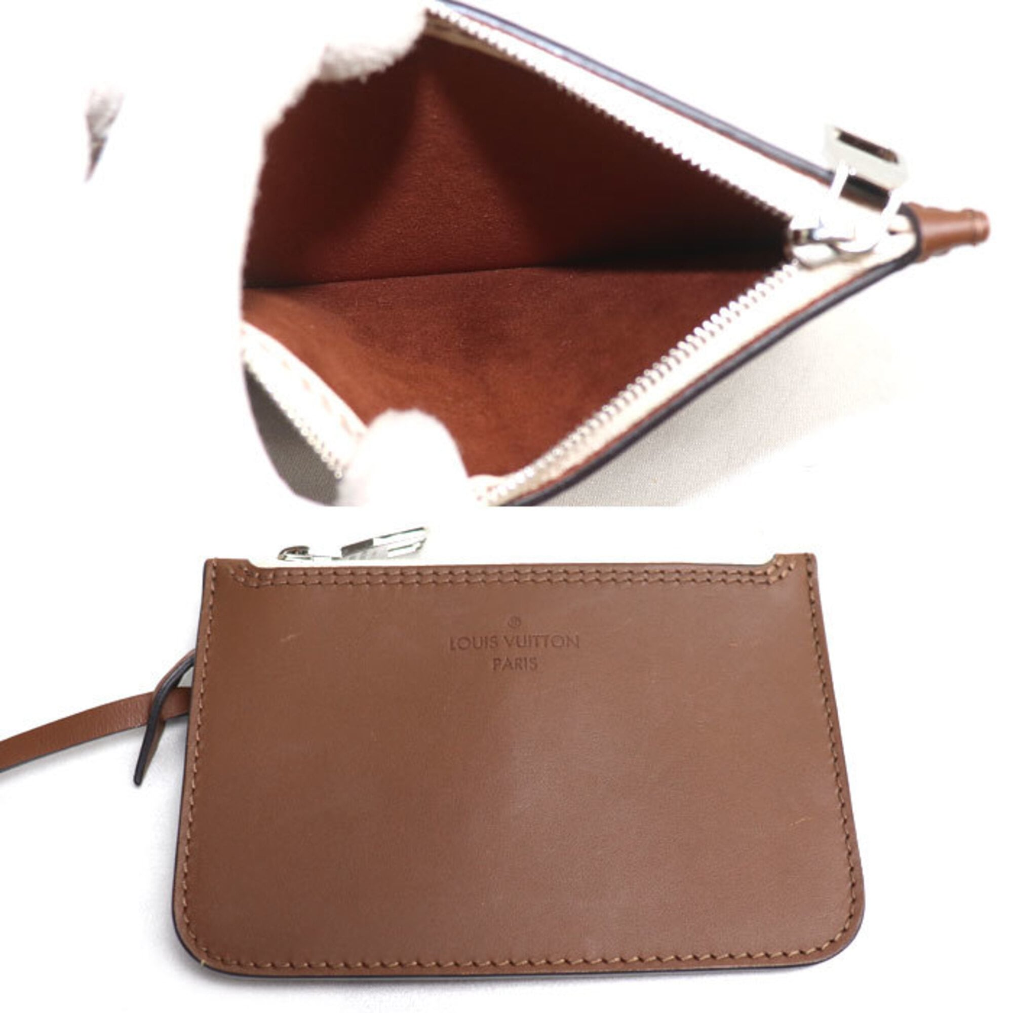 Louis Vuitton Beige Brown Mahina Leather Pouch Shoulder Bag (Pre-Owned)