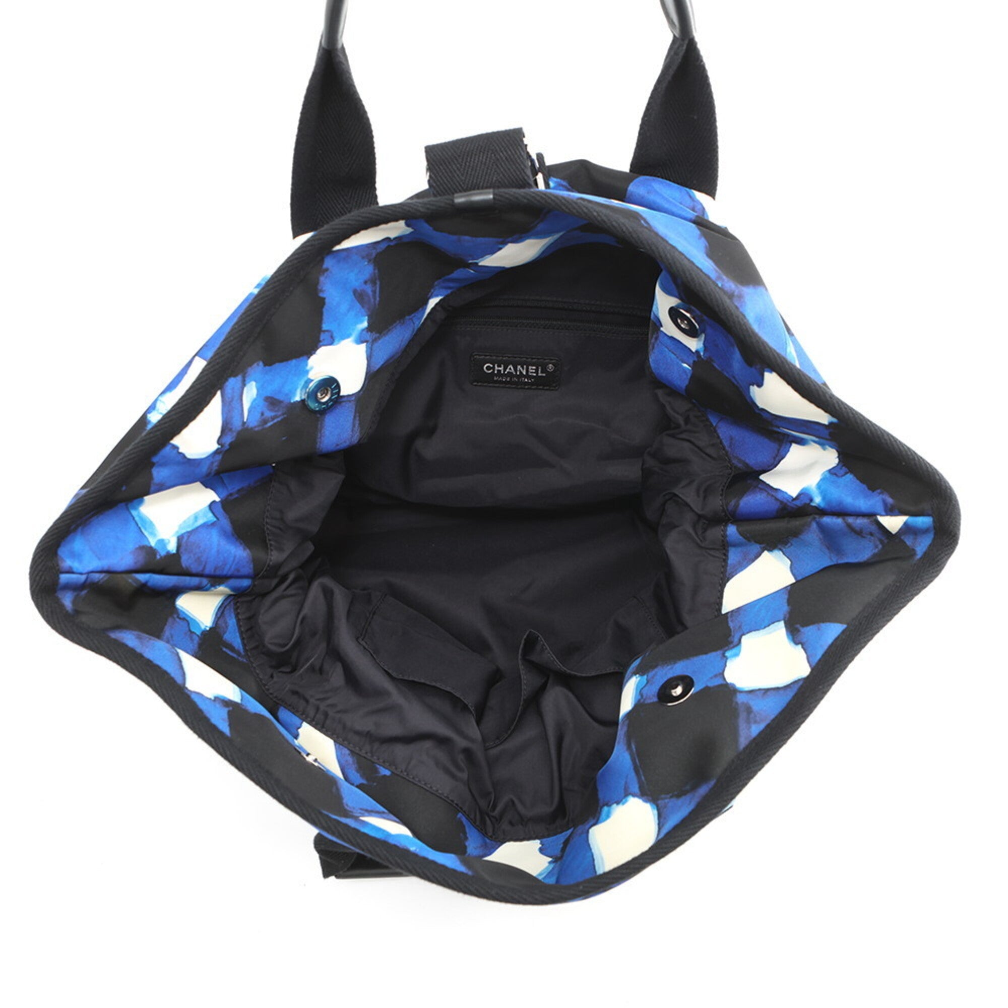 Chanel Black Blue White Nylon Handbag Shoulder Bag Tote Bag (Pre-Owned)