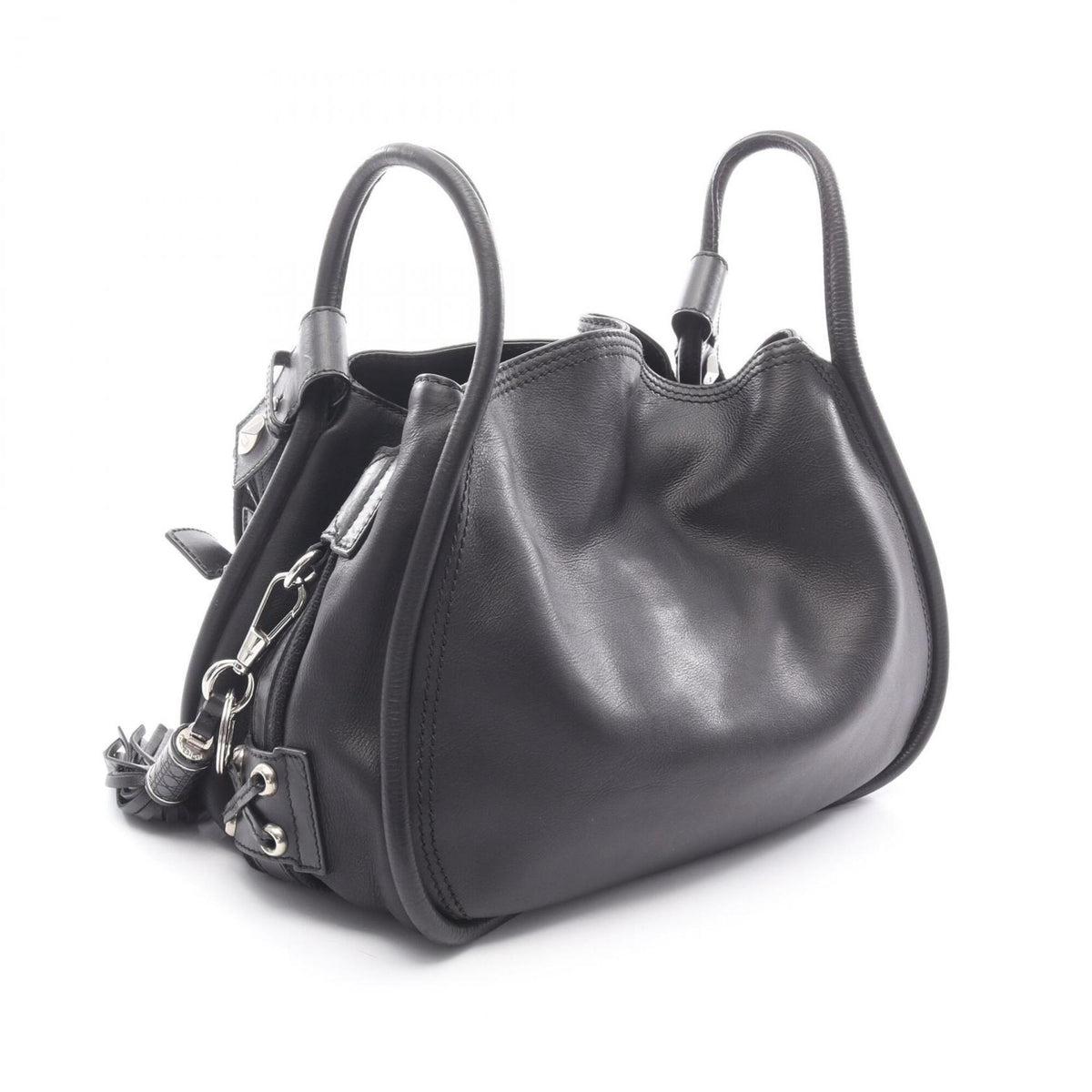 Christian Dior Black Leather Handbag Shoulder Bag (Pre-Owned)