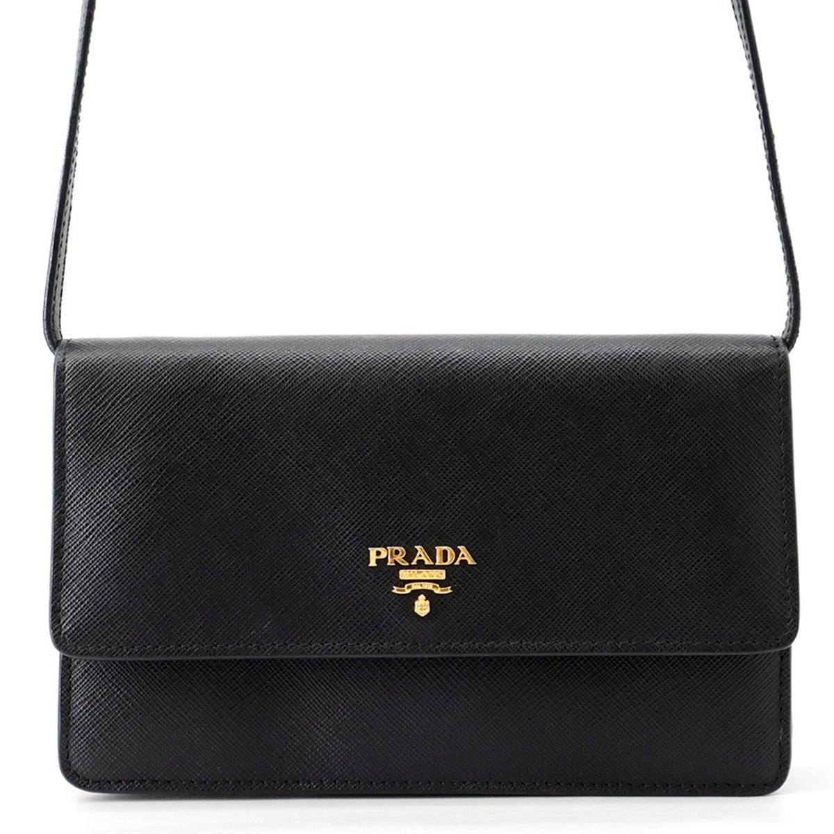 Prada Black Saffiano Chain/Shoulder Wallet (Pre-Owned)