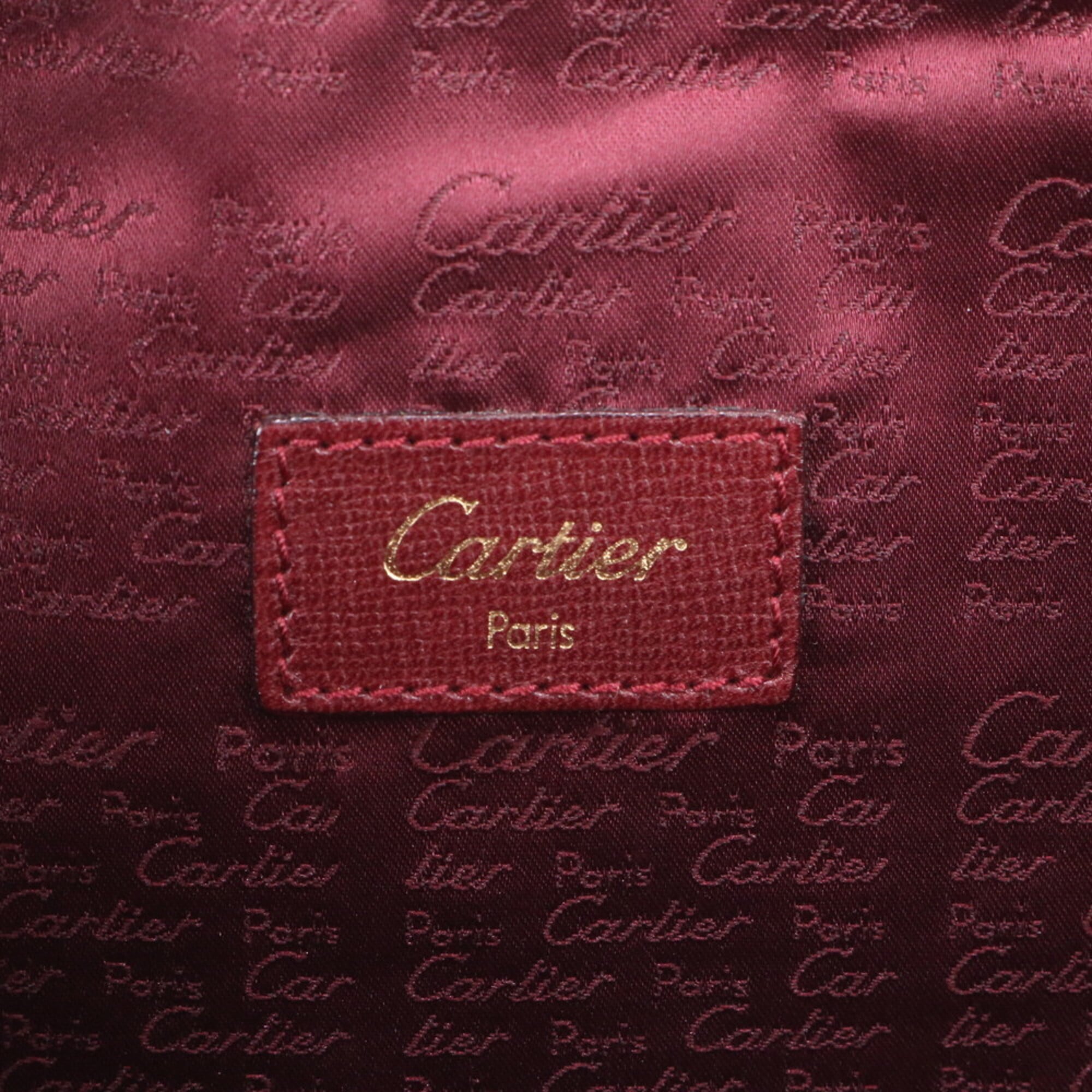 Cartier Must Wine Red Leather Handbag Tote Bag (Pre-Owned)