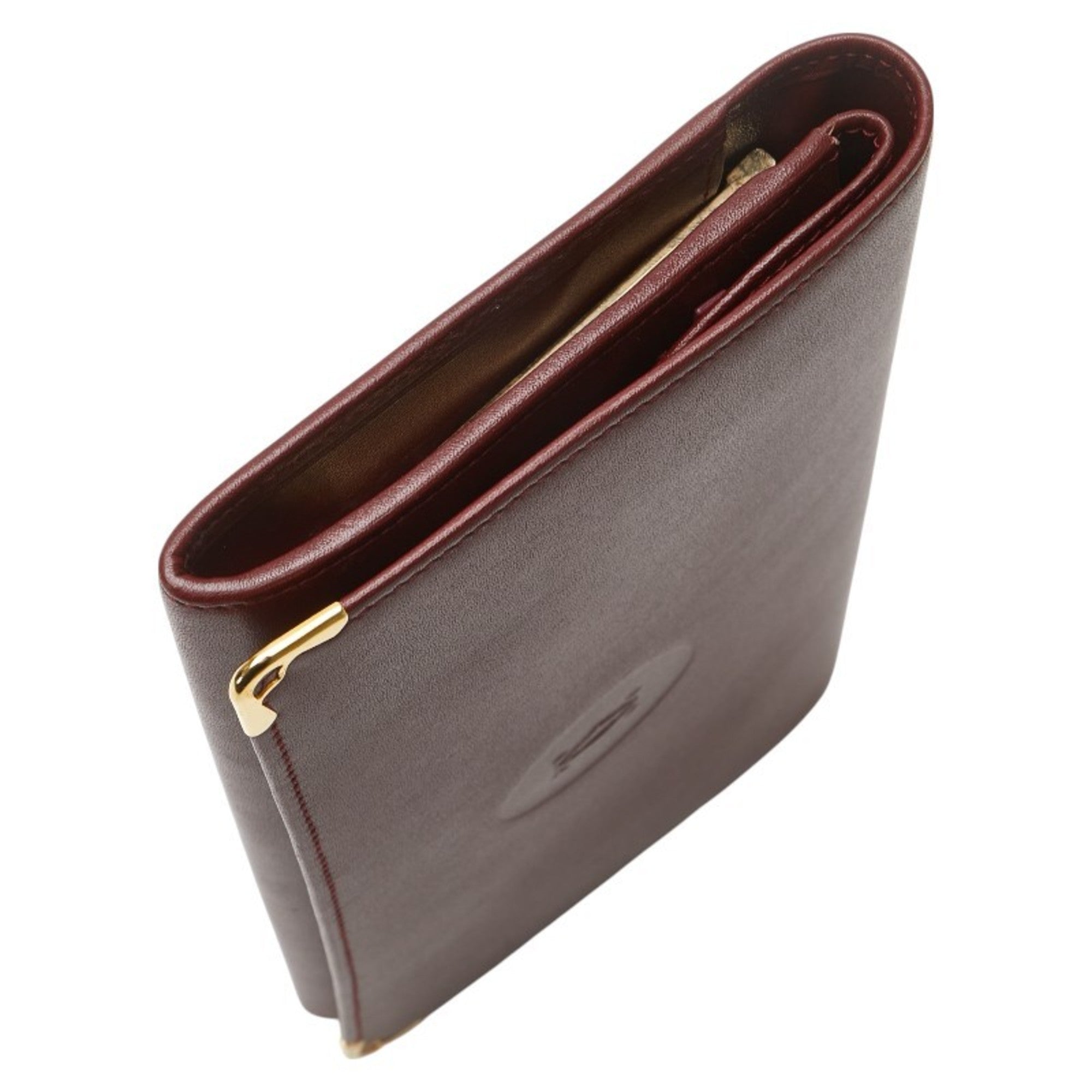 Cartier Must Bordeaux Wine Red Leather Coin Purse/Coin Case (Pre-Owned)