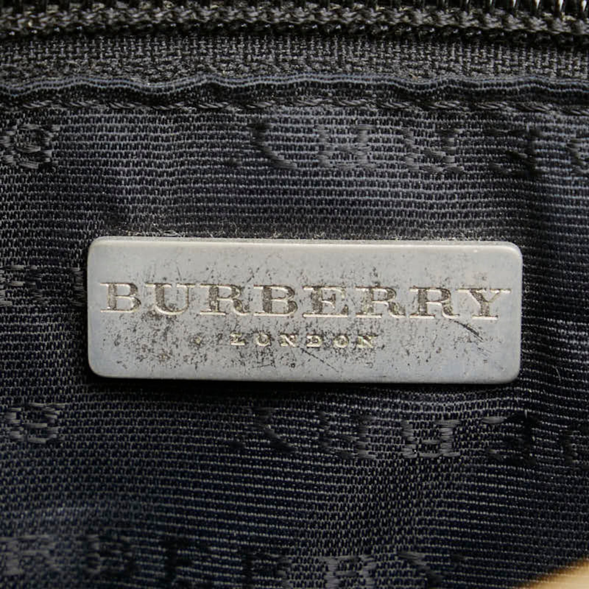 Burberry Beige Black Canvas Leather Handbag (Pre-Owned)