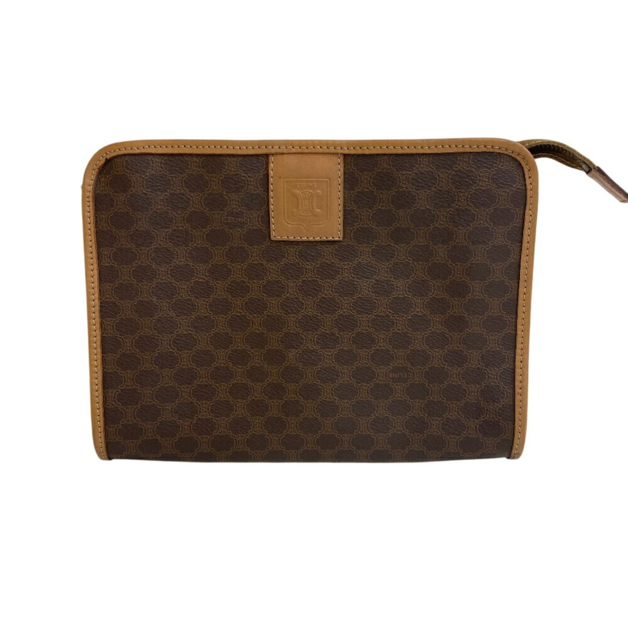 Celine Macadam Beige Leather Clutch Bag (Pre-Owned)