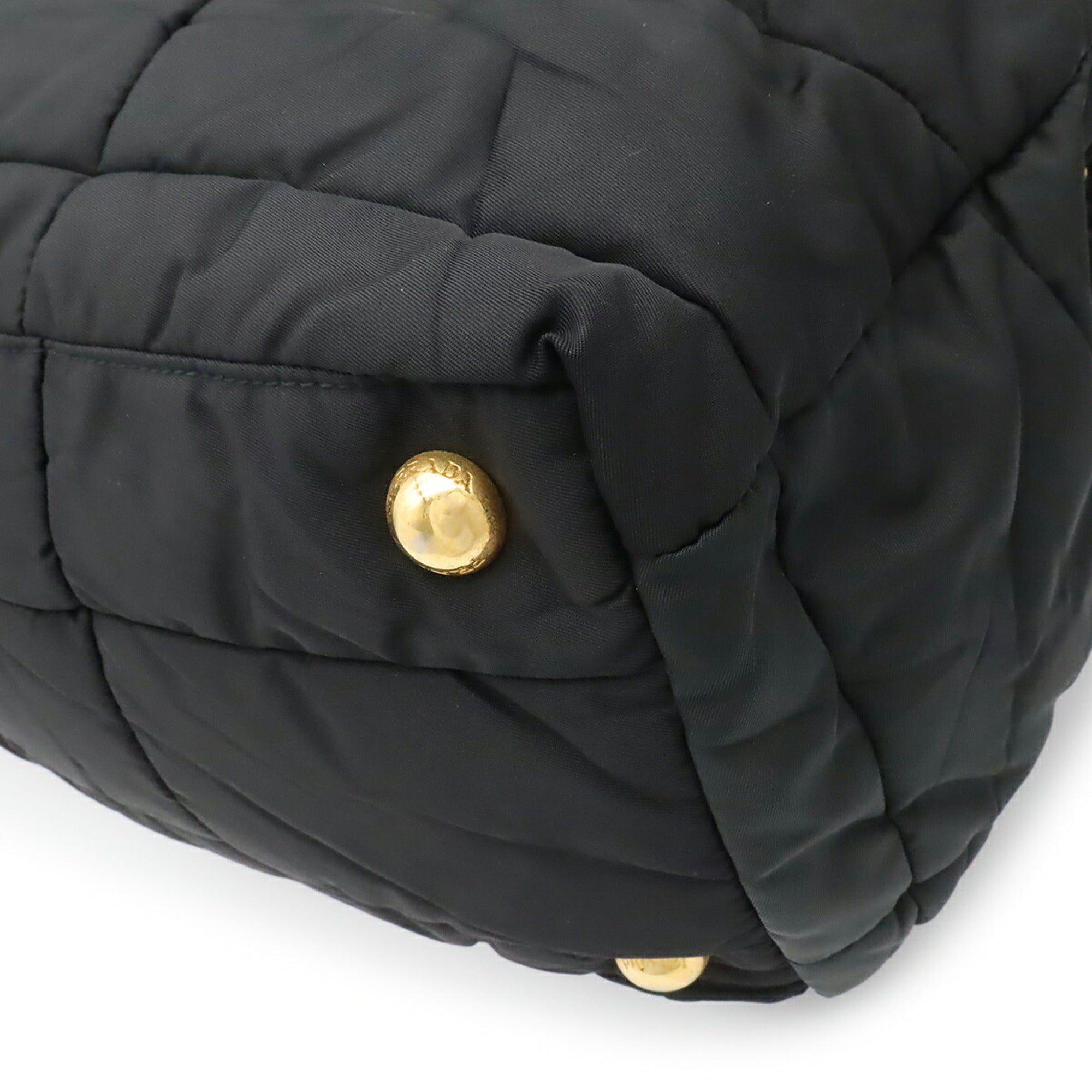Prada Black Nero White Quilting Shoulder Bag Tote Bag (Pre-Owned)
