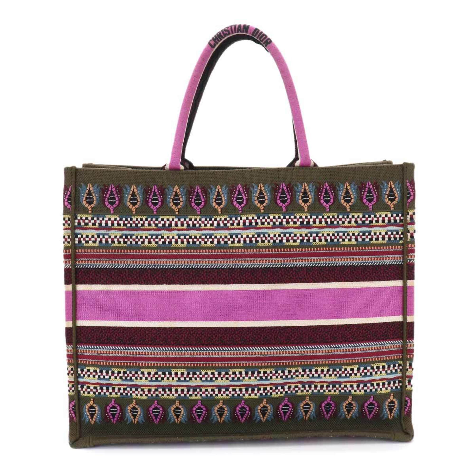 Christian Dior Khaki Multi-Color Canvas Handbag Tote Bag (Pre-Owned)