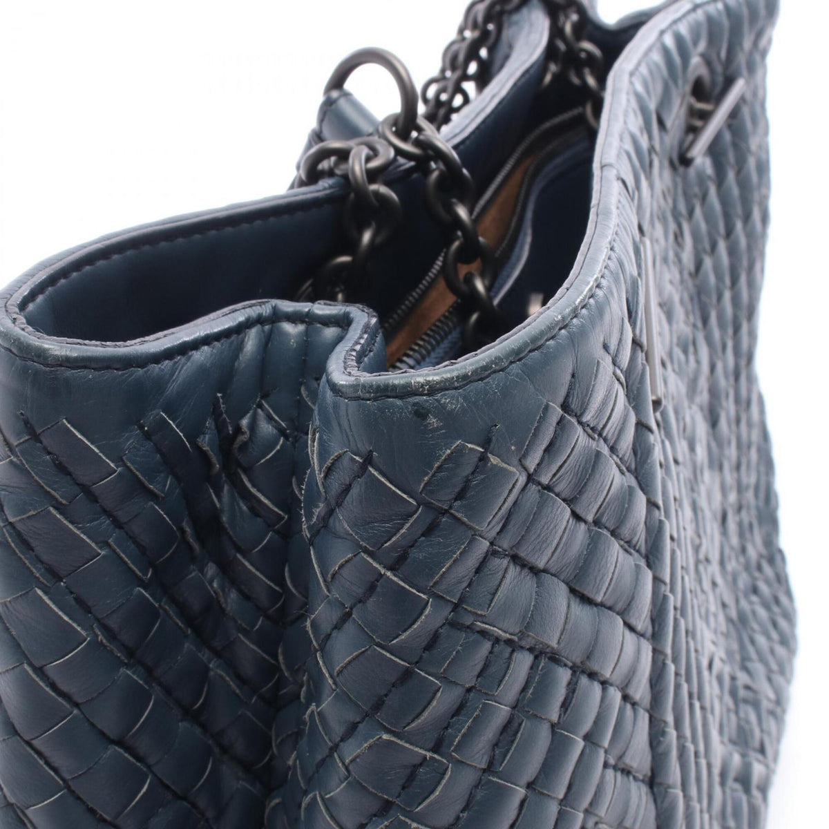 Bottega Veneta Navy Leather Handbag Shoulder Bag (Pre-Owned)