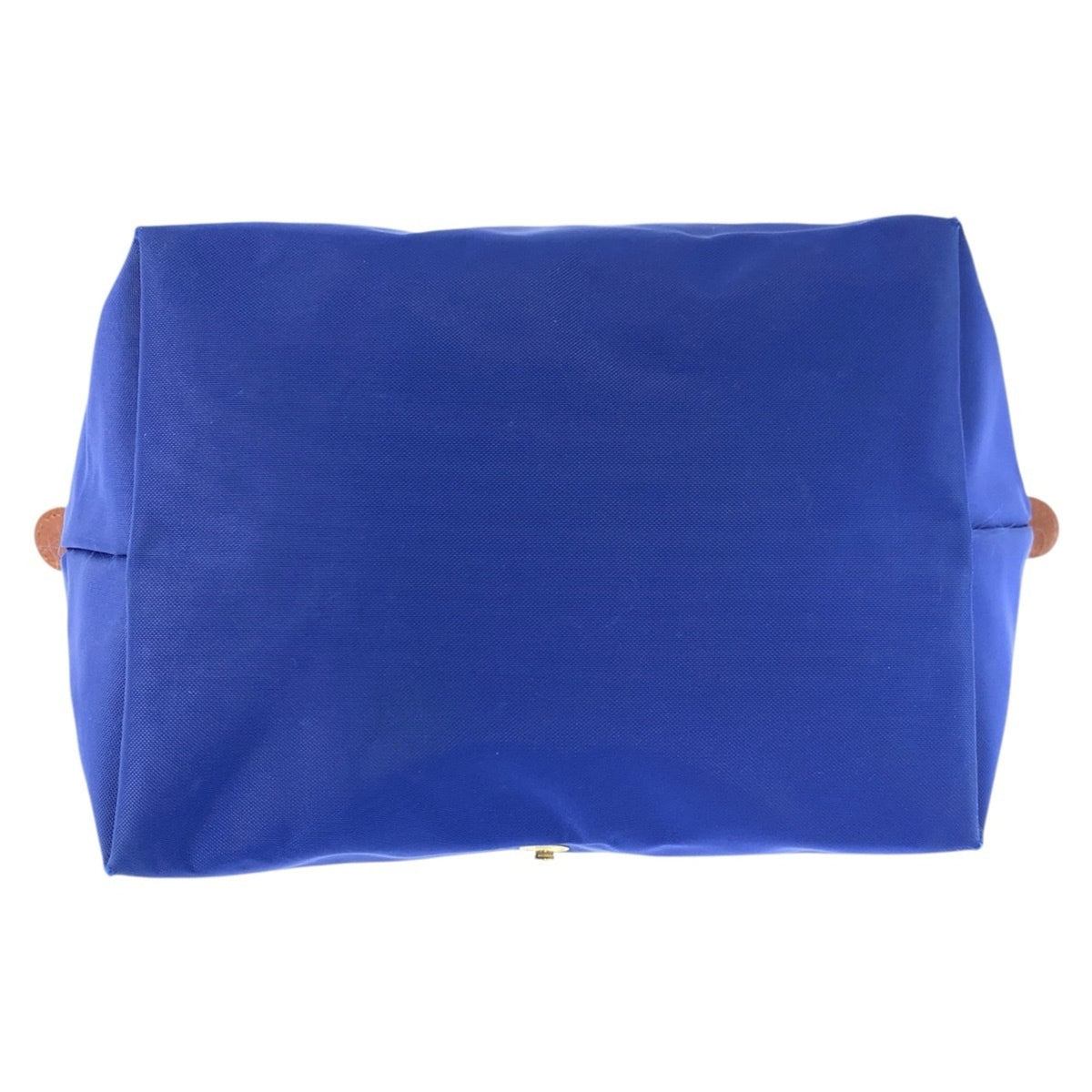 Longchamp Blue Brown Nylon Leather Handbag Tote Bag (Pre-Owned)
