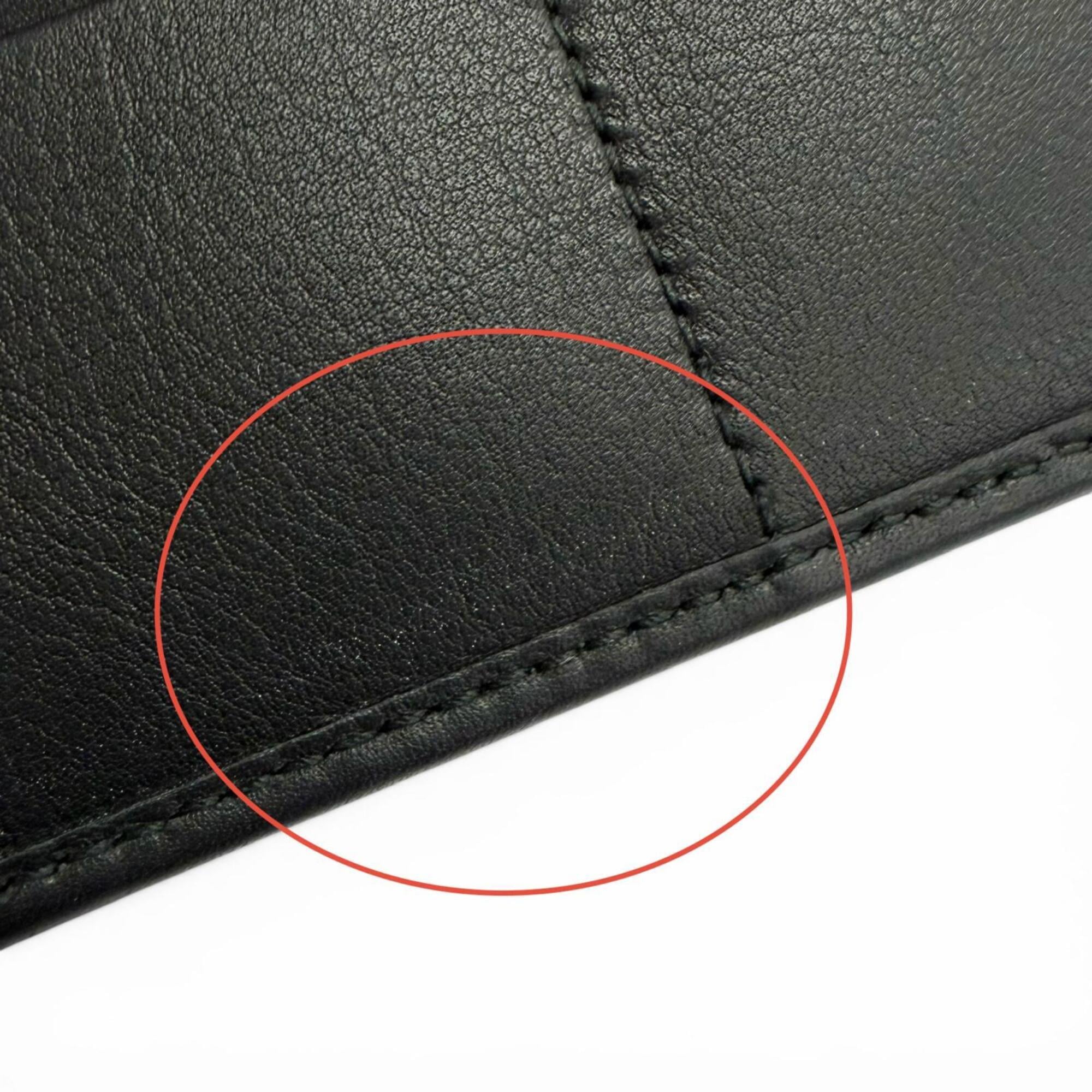 Gucci Beige Black Gg Canvas Leather Long Wallet (Bi-Fold) (Pre-Owned)