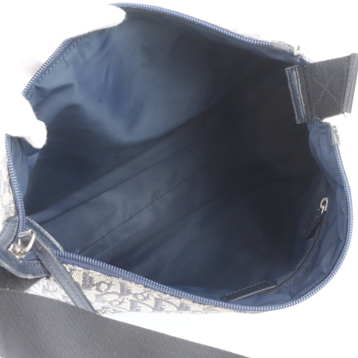 Christian Dior Navy Leather Canvas Shoulder Bag (Pre-Owned)