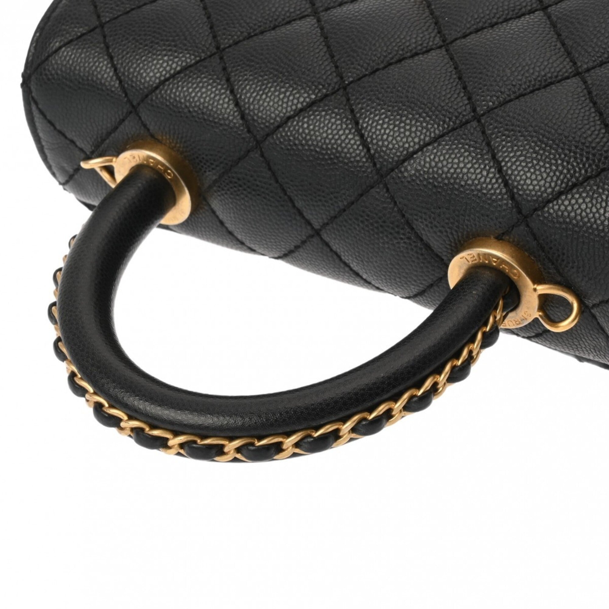 Chanel Black Grained Calfskin Handbag (Pre-Owned)