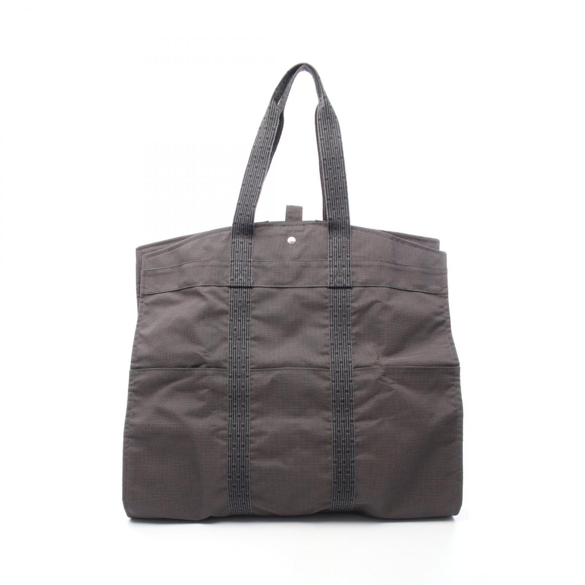 Hermes Gray Nylon Canvas Handbag (Pre-Owned)
