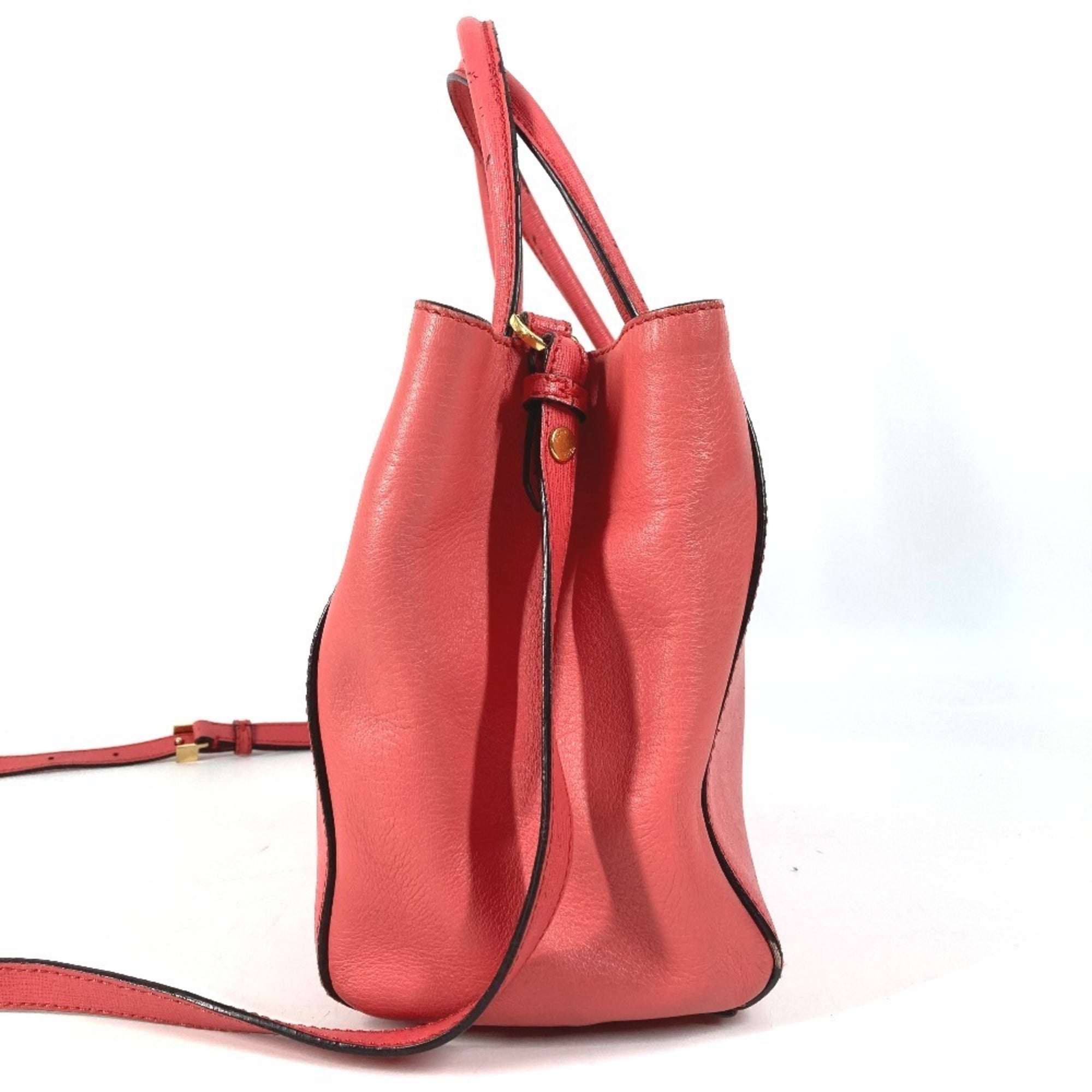 Fendi Pink Leather Handbag Shoulder Bag (Pre-Owned)