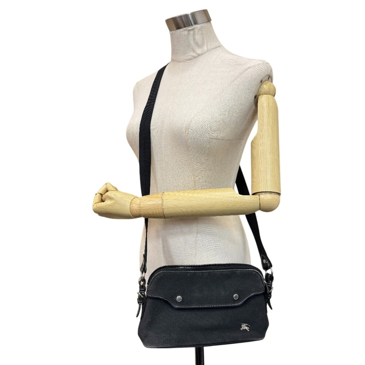 Burberry Black Canvas Shoulder Bag (Pre-Owned)