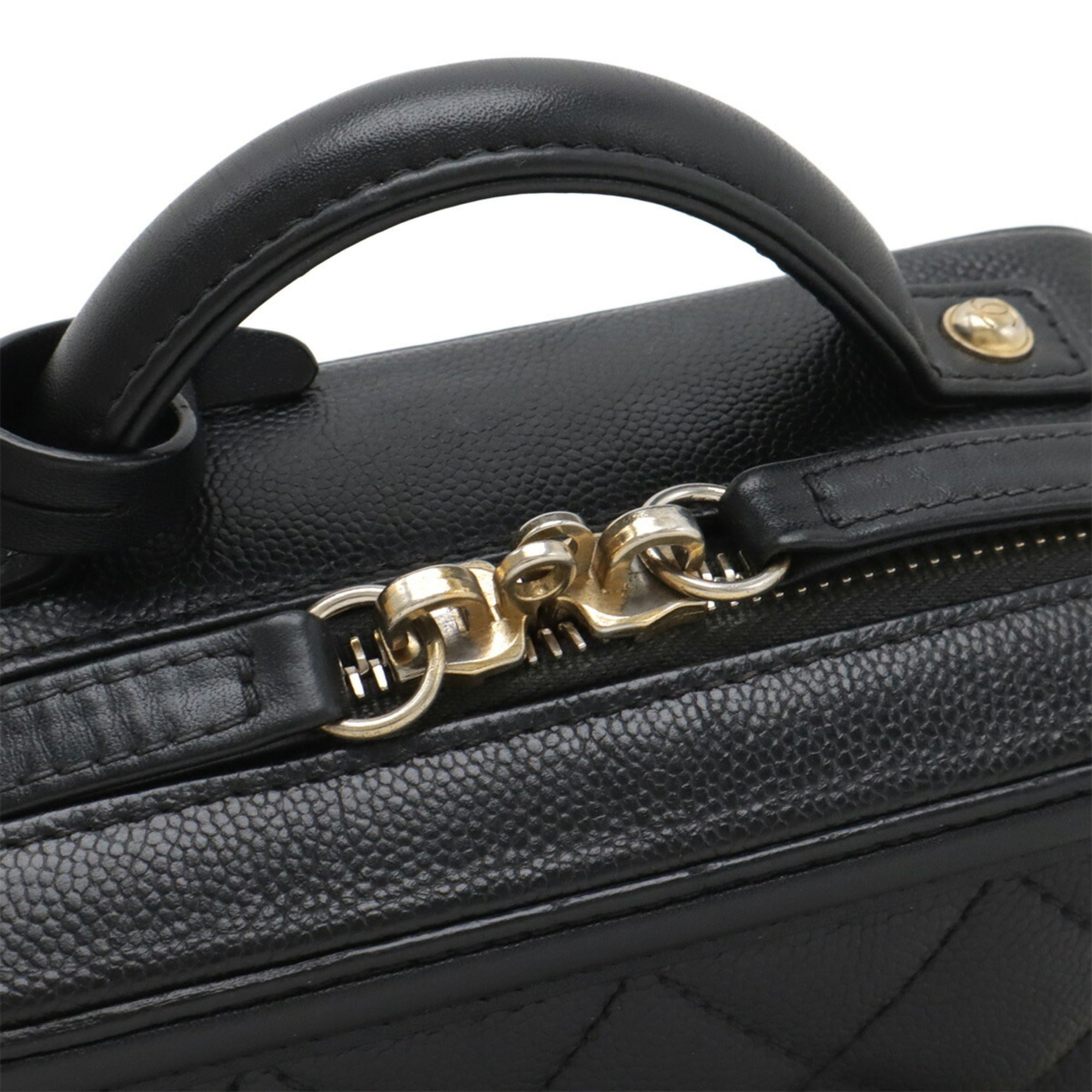 Chanel Black Grained Calfskin Handbag Shoulder Bag Vanity Bag (Pre-Owned)