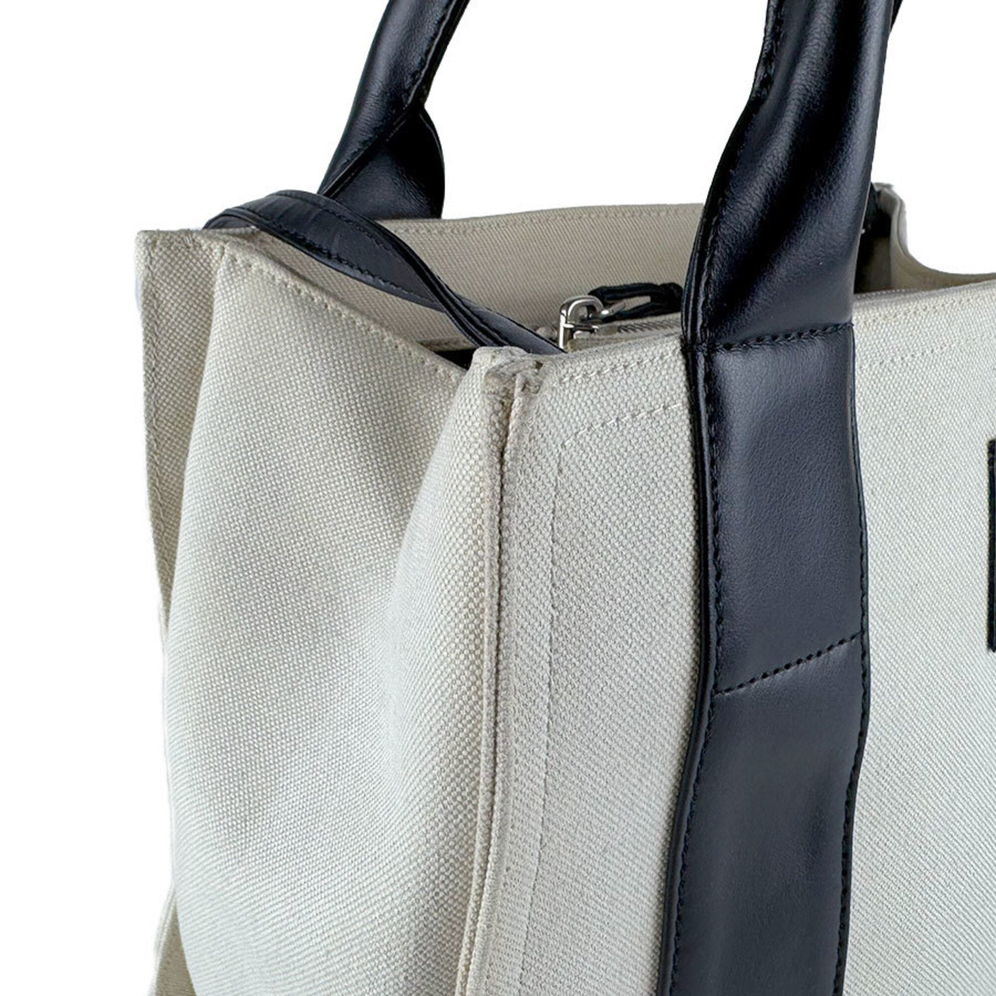 Balenciaga Black Ivory Canvas Handbag Shoulder Bag (Pre-Owned)