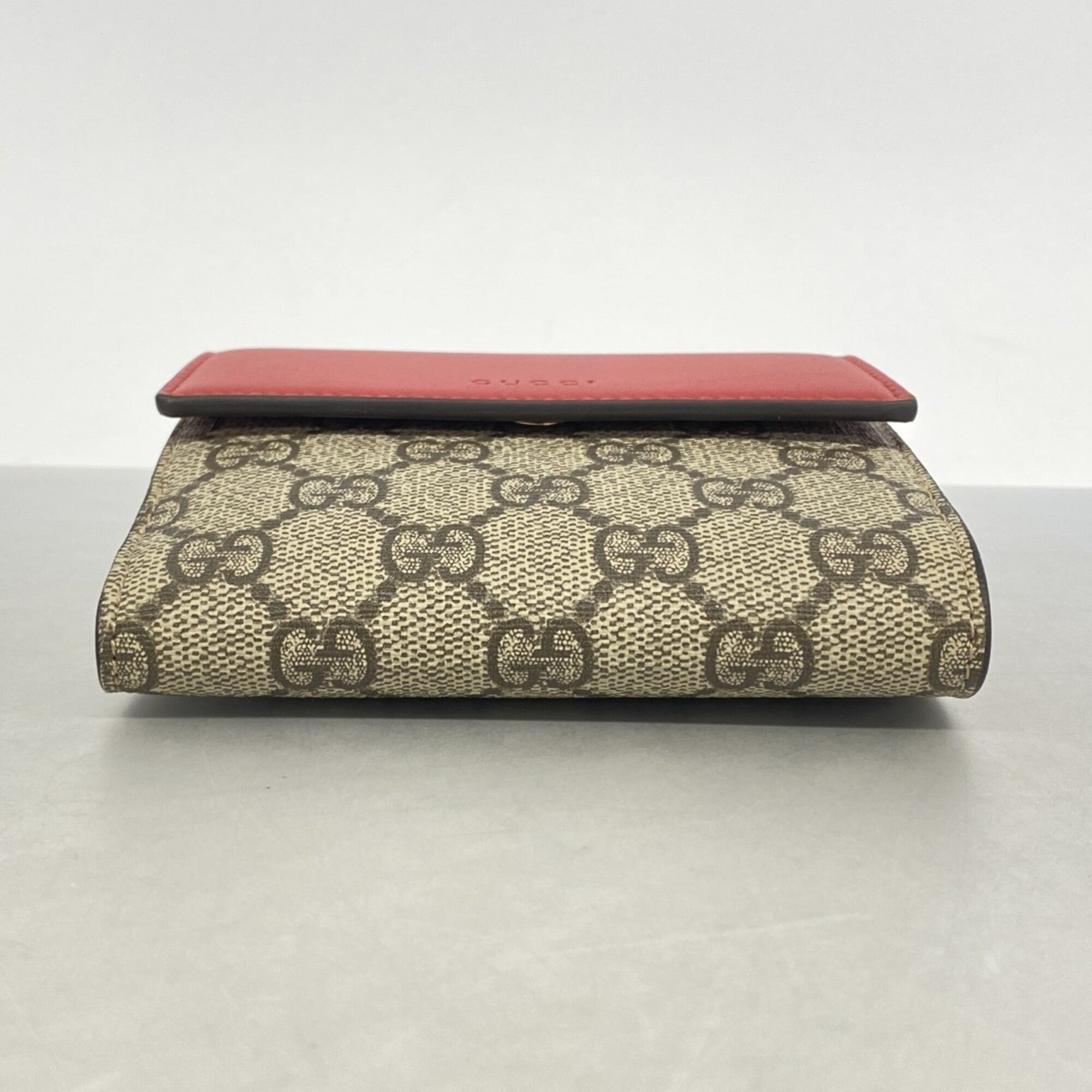 Gucci Brown Red Color Pvc Leather Wallet (Bi-Fold) (Pre-Owned)