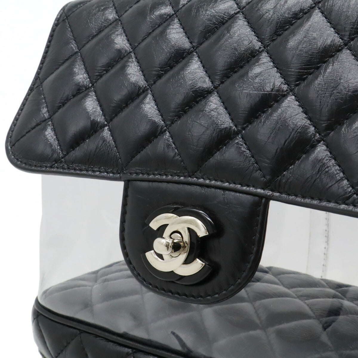 Chanel Black Vinyl Leather Shoulder Bag (Pre-Owned)