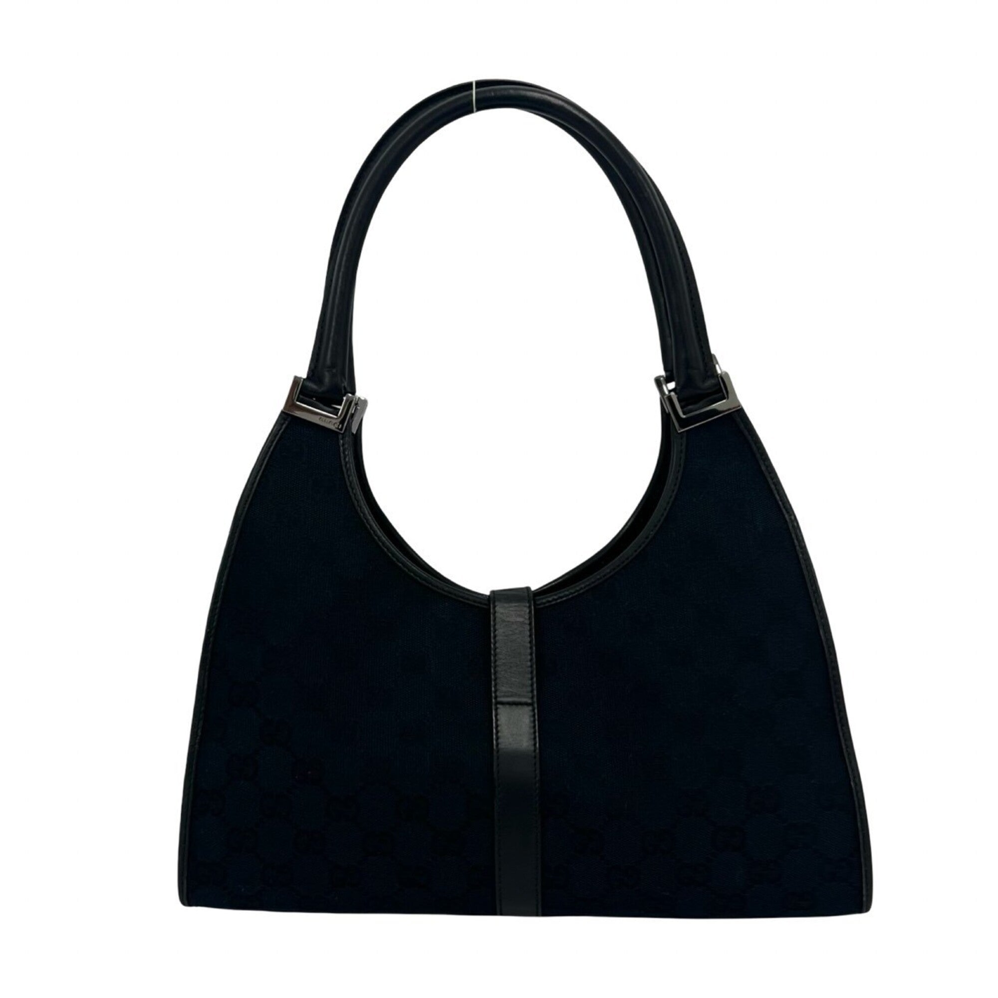Gucci Black Canvas Leather Handbag Shoulder Bag Tote Bag (Pre-Owned)