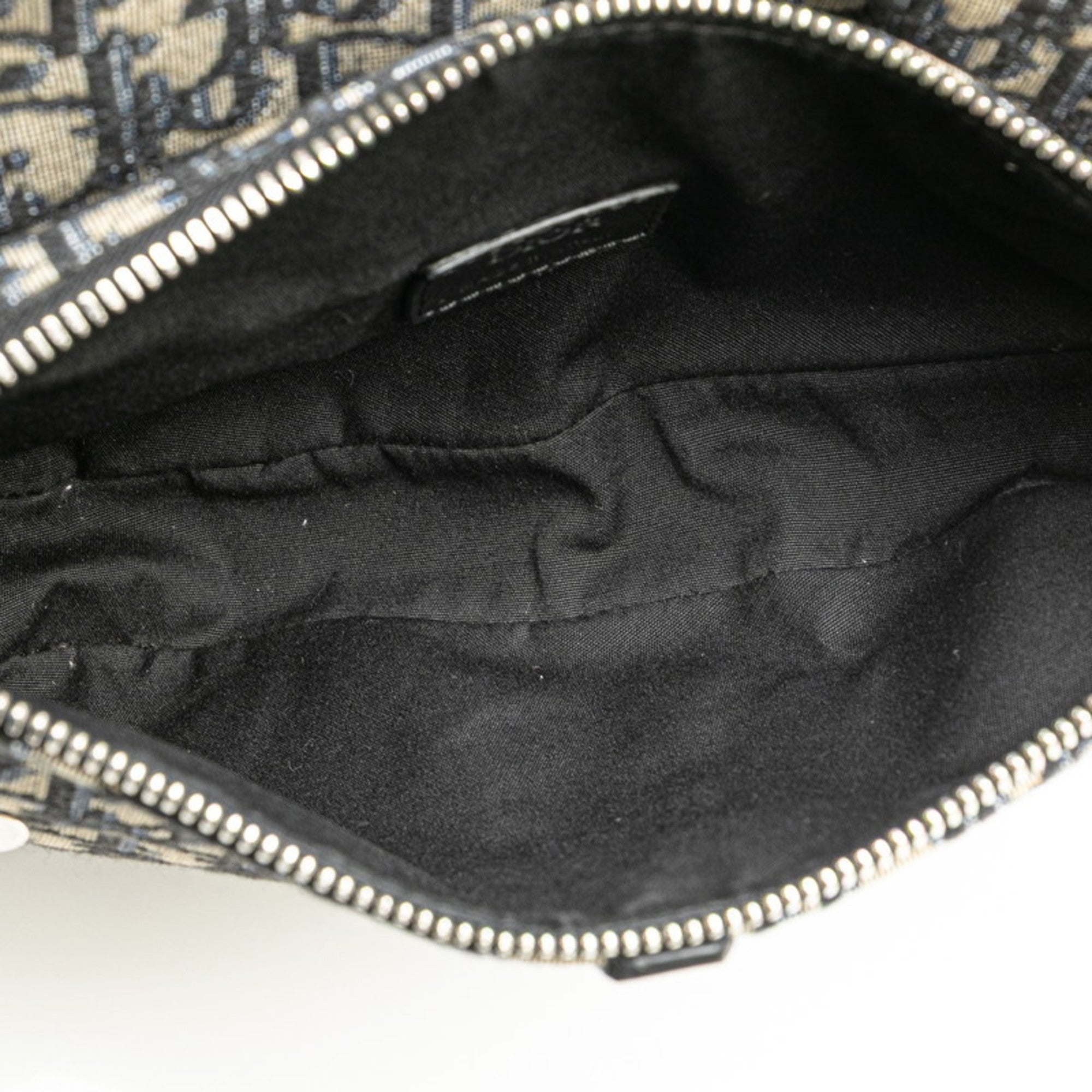 Christian Dior Beige Navy Canvas Leather Saddle Bag Shoulder Bag Sling Bag (Pre-Owned)