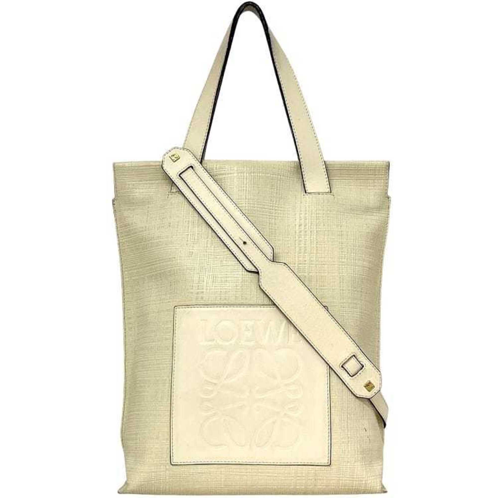 Loewe Ivory White Leather Shoulder Bag Tote Bag (Pre-Owned)